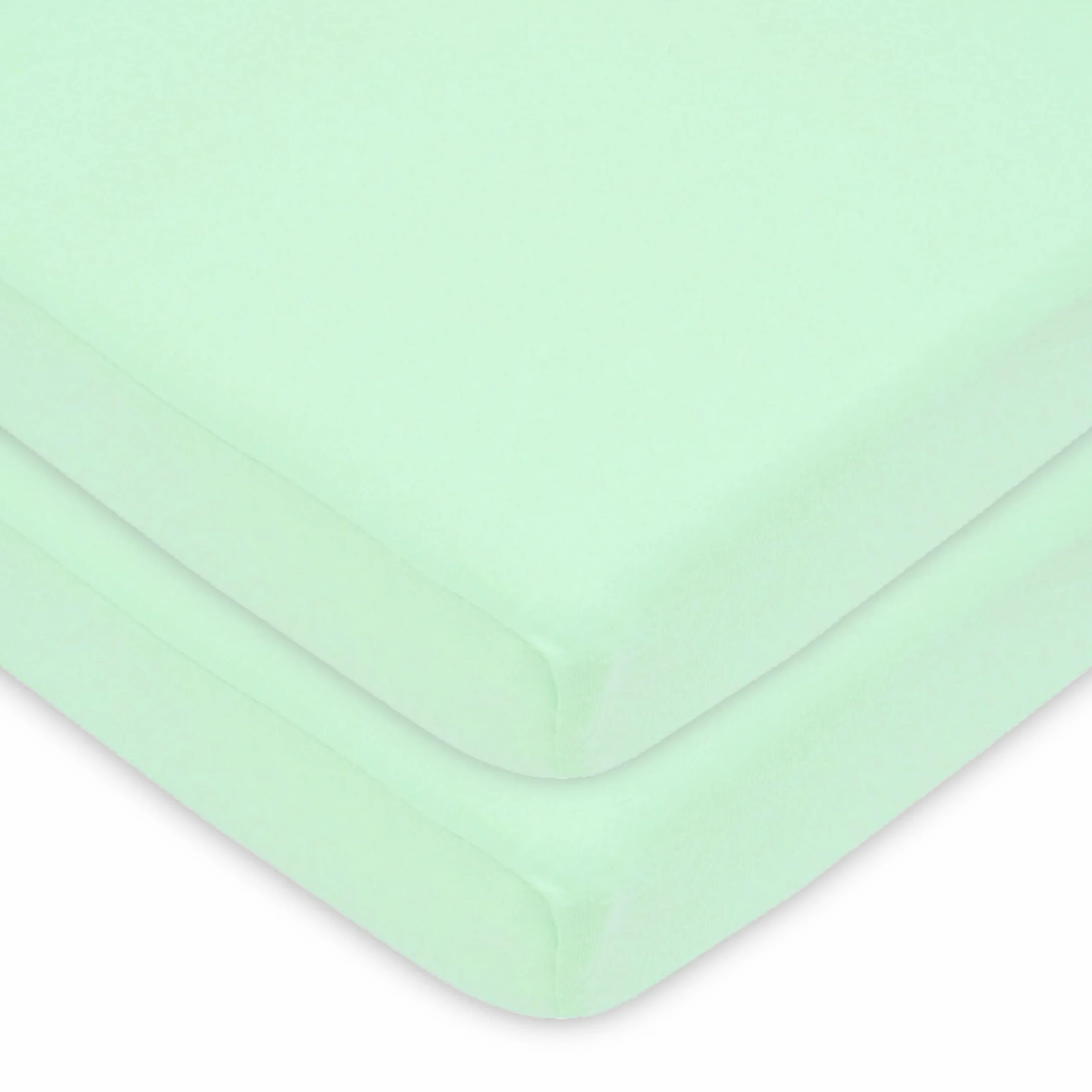 American Baby Company Confezione da 2 lenzuola con angoli in 100% cotone naturale per mini culla, 96,5 x 61 cm, morbide e traspiranti, adatte a materassi Pack N Play, menta, per ragazzi e ragazze