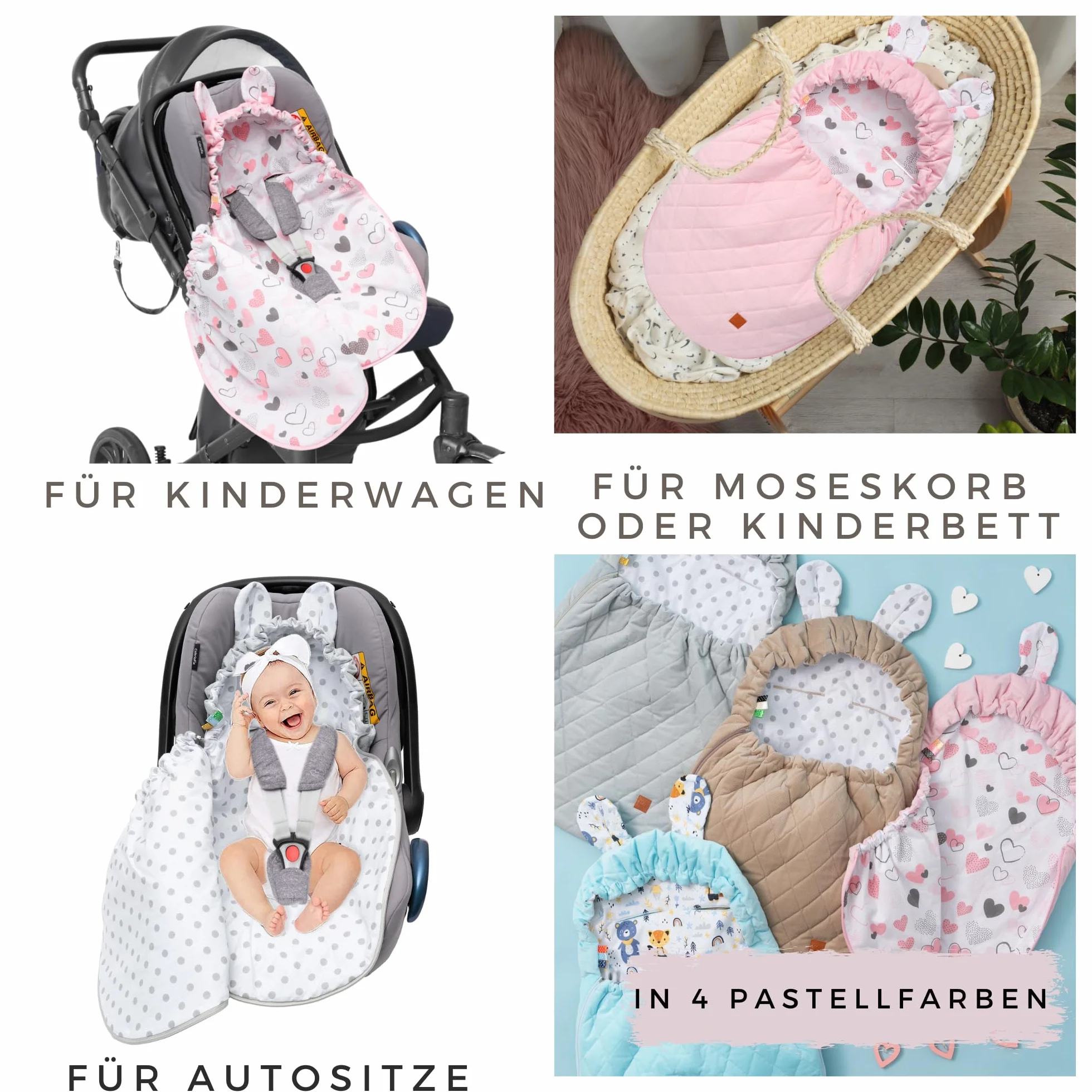 Mikos Coprigambe per ovetto, in tessuto di velluto con tessuto di cotone per seggiolino auto, coperta per passeggini, ad esempio Maxi Cosi (grigio)