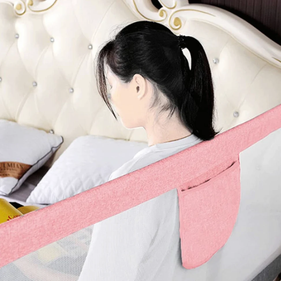 Sponda da Letto 150/180/200 cm (4,9 FT/5,9 FT/6,6 FT), Sponda Letto per Bambini Barriera di Sicurezza Universale Anticaduta con 1 Tasca Barriera Letto da Viaggio (180 cm/5,9 FT, Rosa)
