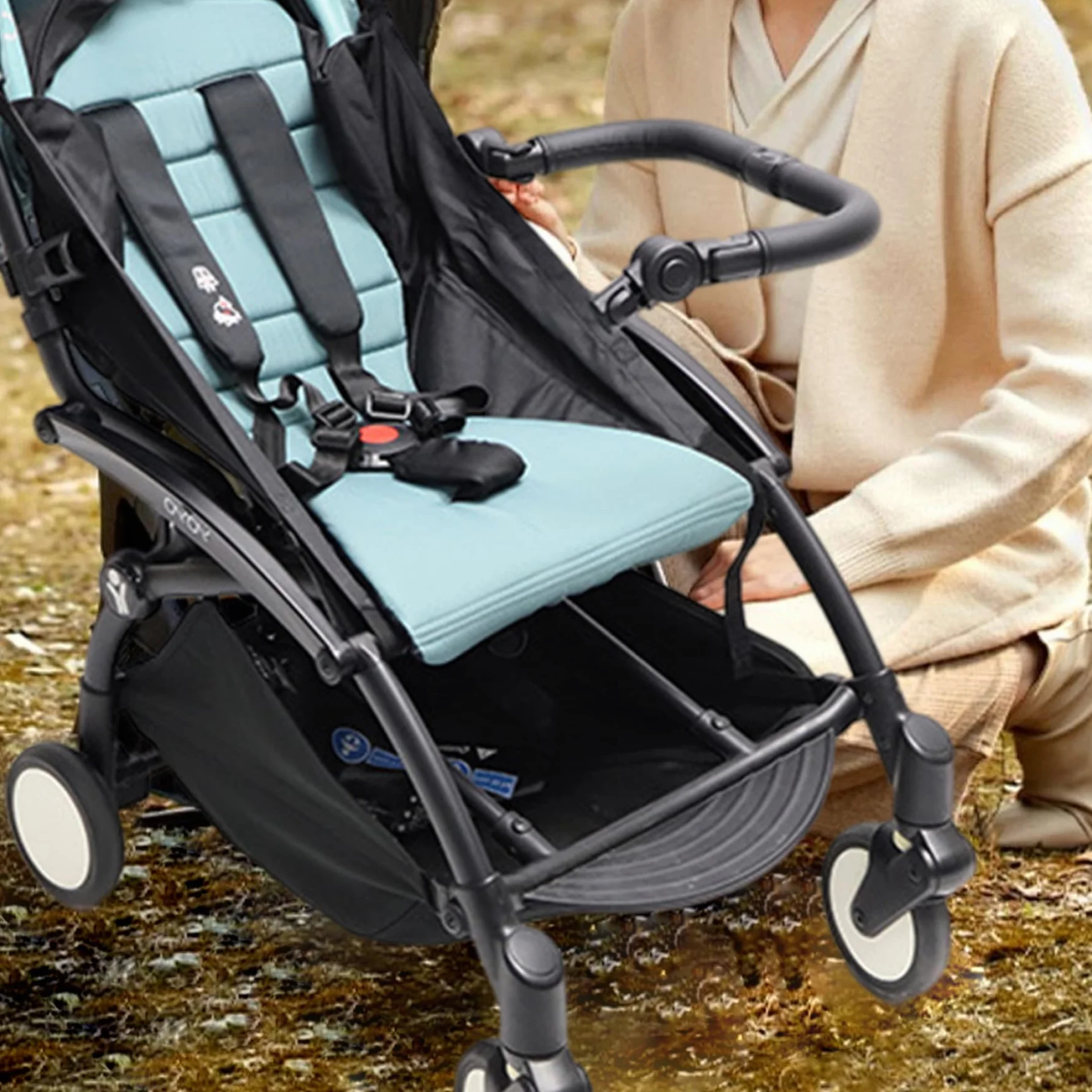 Barra paraurti per passeggino Accessori per maniglia per passeggino multifunzionali regolabili in pelle PU con interruttore a pulsante per accessori di sicurezza per neonati