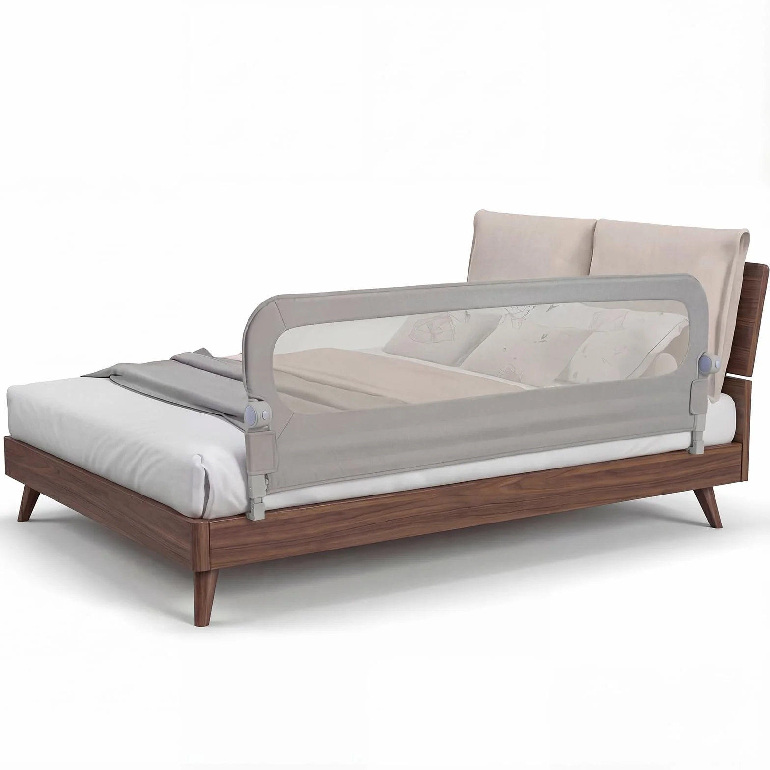 COSTWAY Sponda Letto per Bambini 80/120/150/180/200 cm, Barriera di Sicurezza per Neonati, Altezza Regolabile a 3 Livelli, Barriera Letto Pieghevole, con Cinghia di Sicurezza (200 cm,Grigio)