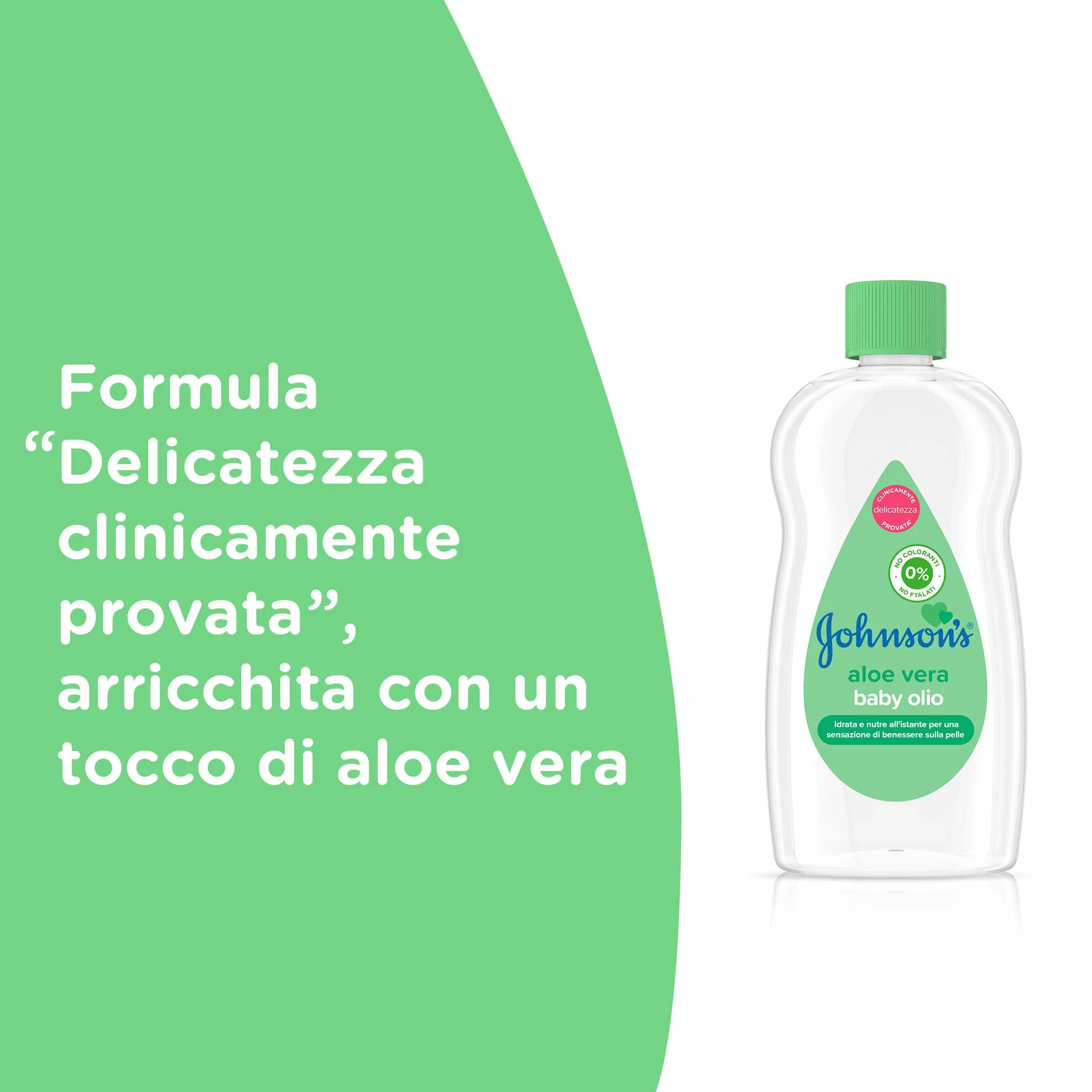 Johnson's Baby, Olio Idratante per bambini e neonati, con Aloe Vera, Senza Coloranti Solfati Ftalati e Alcol, Ideale per Tutta la Famiglia, 500ml