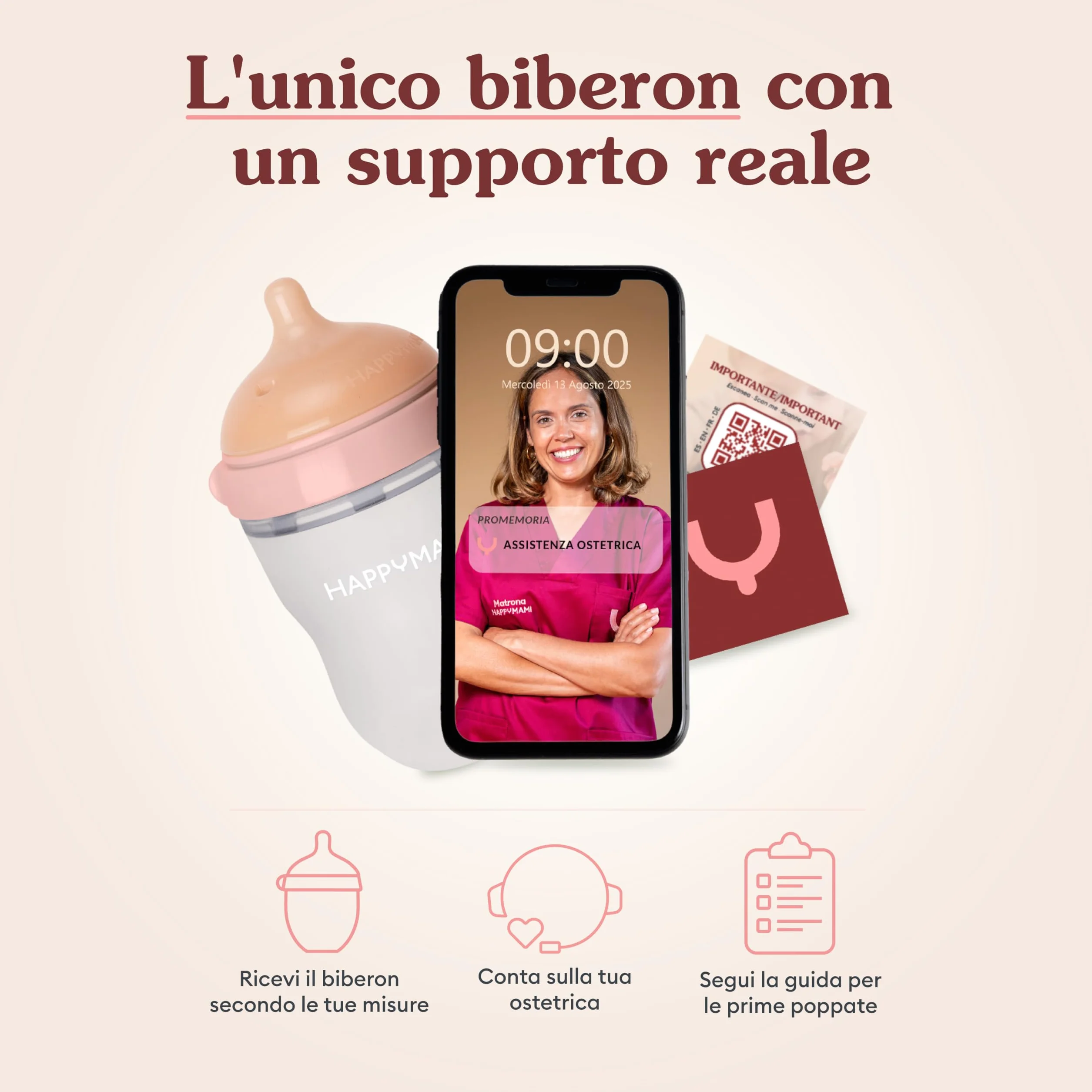 Happymami, Set Biberon Personalizzabile con la Forma del tuo Seno +Dosatore di Latte in Polvere, Kit di Alimentazione per il tuo Bebè, Senza BPA (Set Biberon + Dosatore di Latte in Polvere)