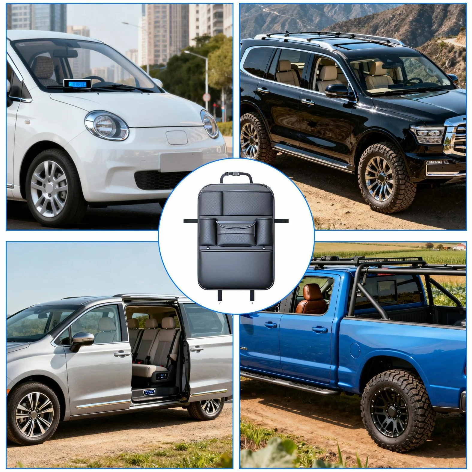 Organizzatore Auto Sedile Posteriore Grande Capacità Da Viaggio | Organizzatore Posteriore Con Paracalci Per Rimorchio Camper Camion Berlina Pick-up Tablet Giochi Snack