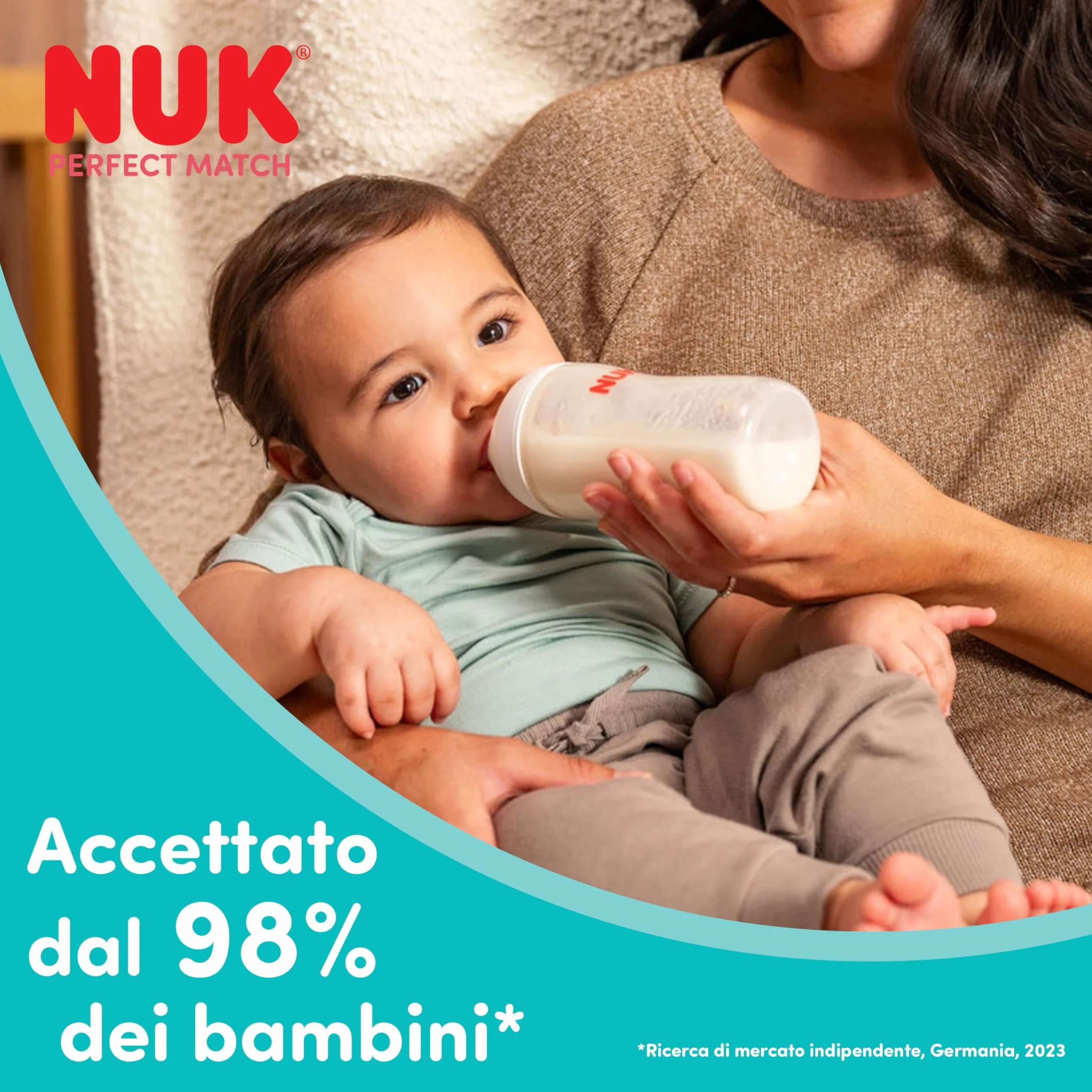 NUK Set biberon Perfect Match | 3+ mesi | Si adatta al palato del bambino | Controllo della temperatura | Sfiato anti-colica | 260 ml | Senza BPA | Tettarella media in silicone | Arcobaleno | 3 pz