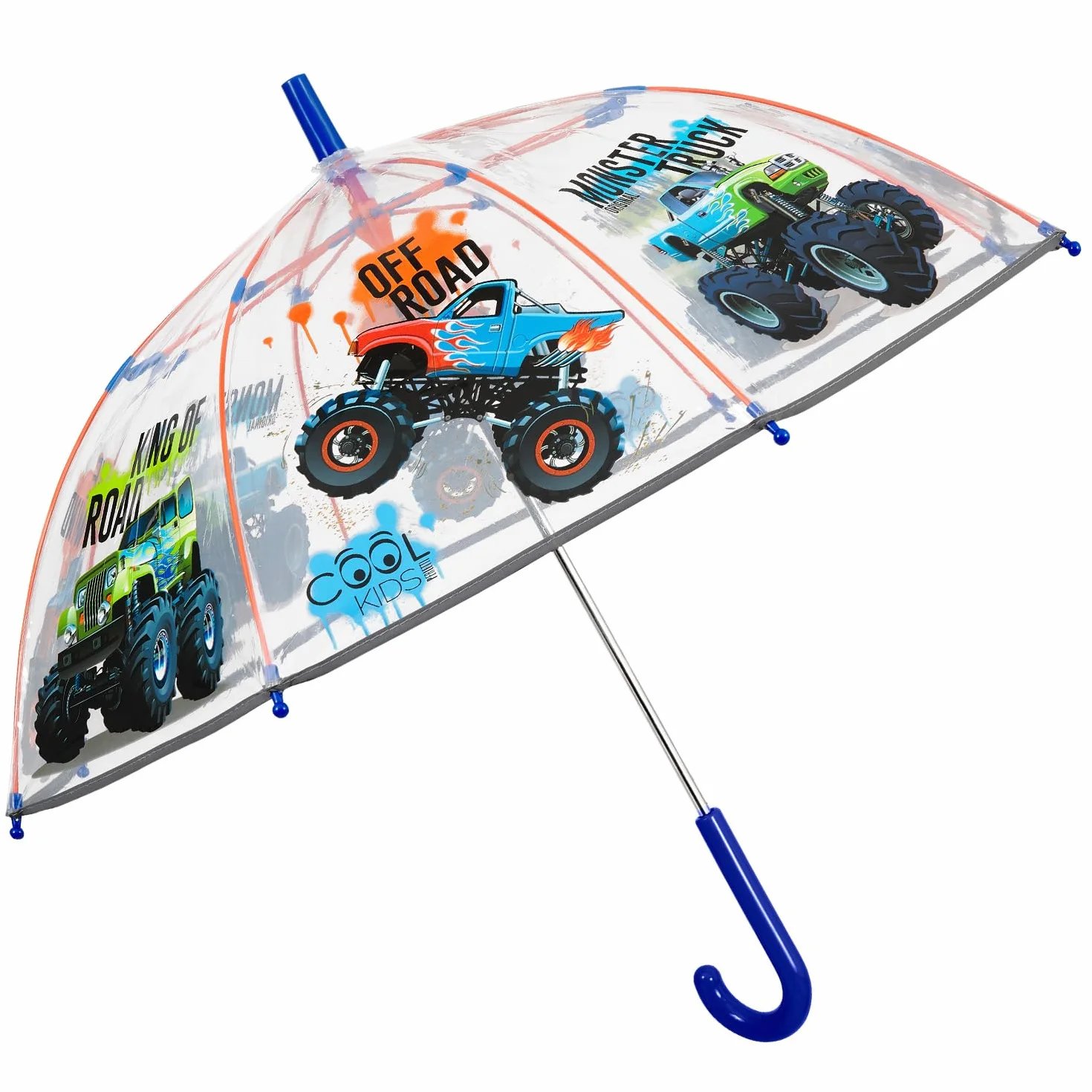 PERLETTI Ombrello Bambini Trasparente 3 4 5 Anni - Ombrello Pioggia Lungo Bambino Bambina a Cupola Antivento - Ombrellino Bimbo Asilo Resistente con Apertura di Sicurezza - Diametro 64 cm