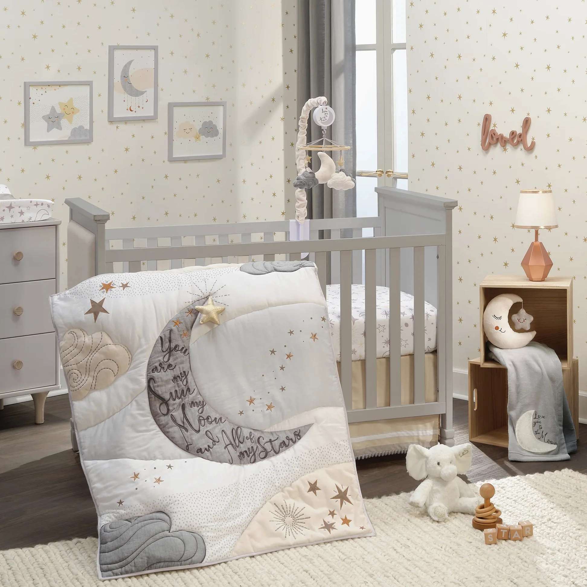 Lambs & Ivy Goodnight Moon - Lenzuolo con angoli per culla, 100% cotone, colore: Bianco
