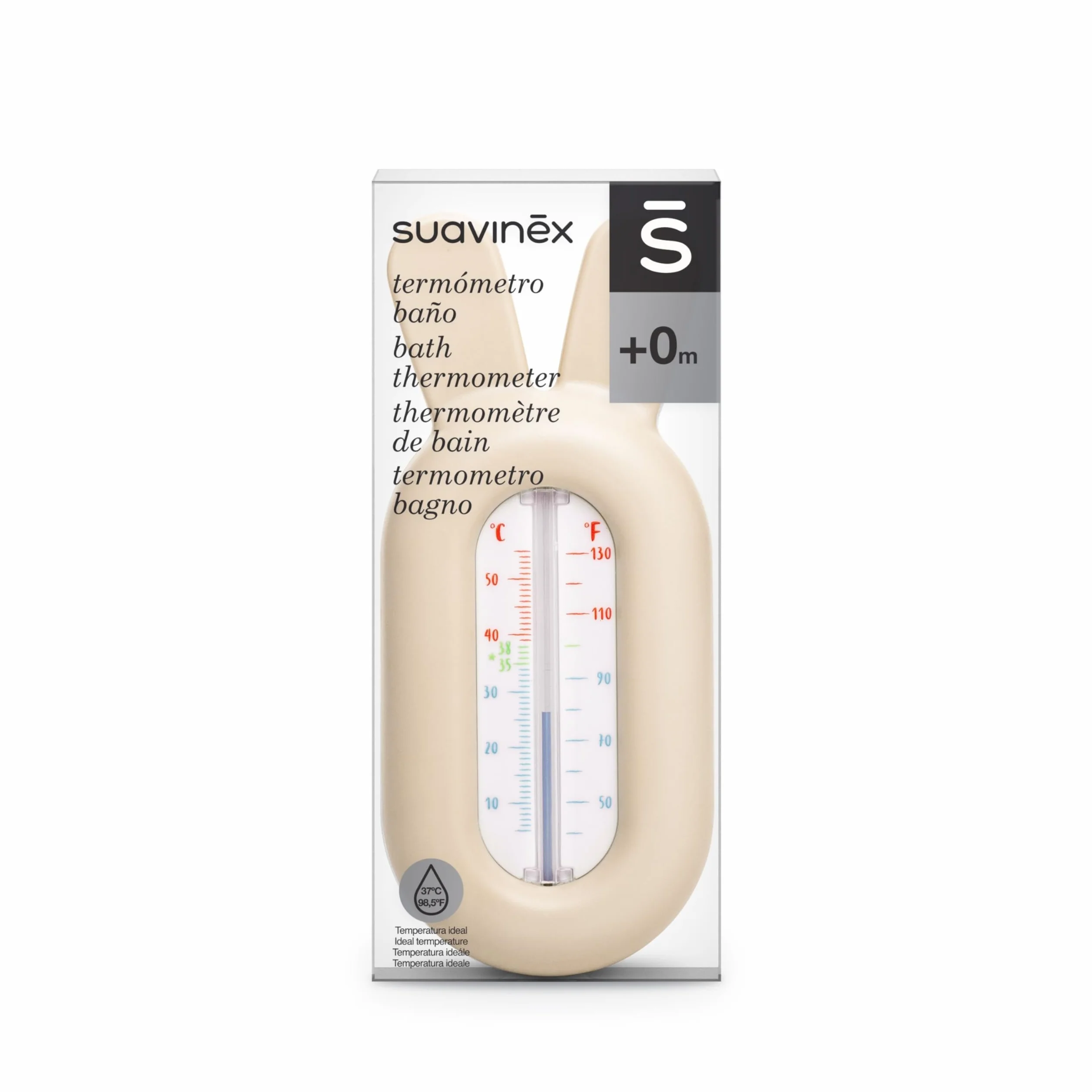 Suavinex, Termometro da bagno per bambini + 0 mesi, termometro per acqua, senza mercurio, preciso e con scala di colori, robusto e facile da difendere, Dreams Beige