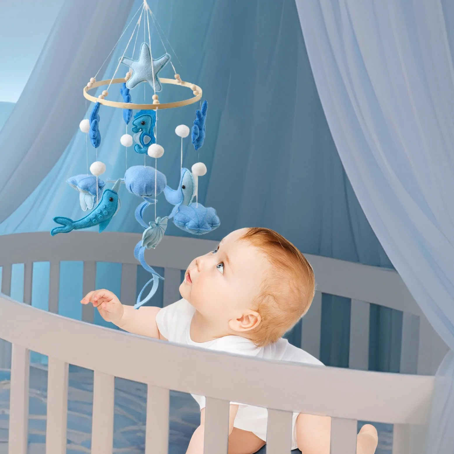 Mobile per lettino, da appendere, ausilio rilassante per addormentarsi con | Mobile a culla fatto a mano per la cameretta dei bambini, genitori appena sfornati, box, passeggino, oggetti di scena