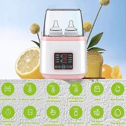 Scaldabiberon 8-in-1 per bambini, sterilizzatore per biberon, scaldabiberon rapido, scaldabiberon per latte per neonati, scaldavivande rapido per bambini e scongelamento con display LCD, riscaldatore