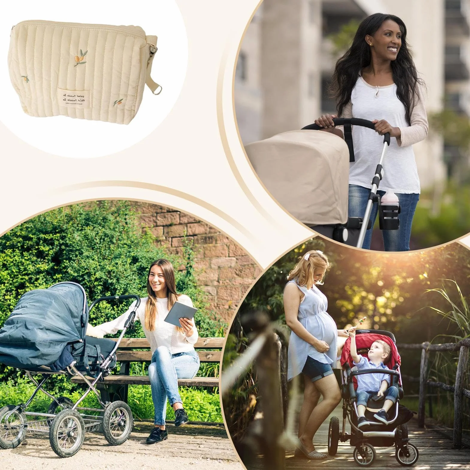 Generico Borsa Da Viaggio Per Passeggino | Borsa Da Viaggio Per Passeggino,Borsa con Zip Grande Capacità per Biberon Salviette Telefono Chiavi e Accessori Pulizia