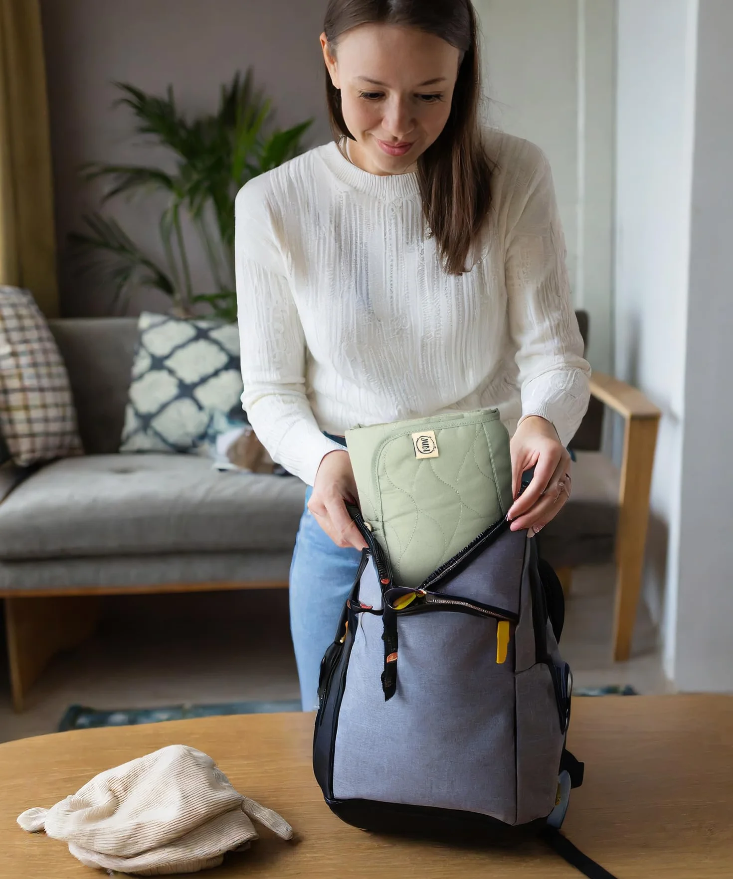 Jubi® Fasciatoio Portatile Mint – Materassino Cambio Pannolino in Cotone Biologico & Poliestere Öko-Tex – compatto e lavabile