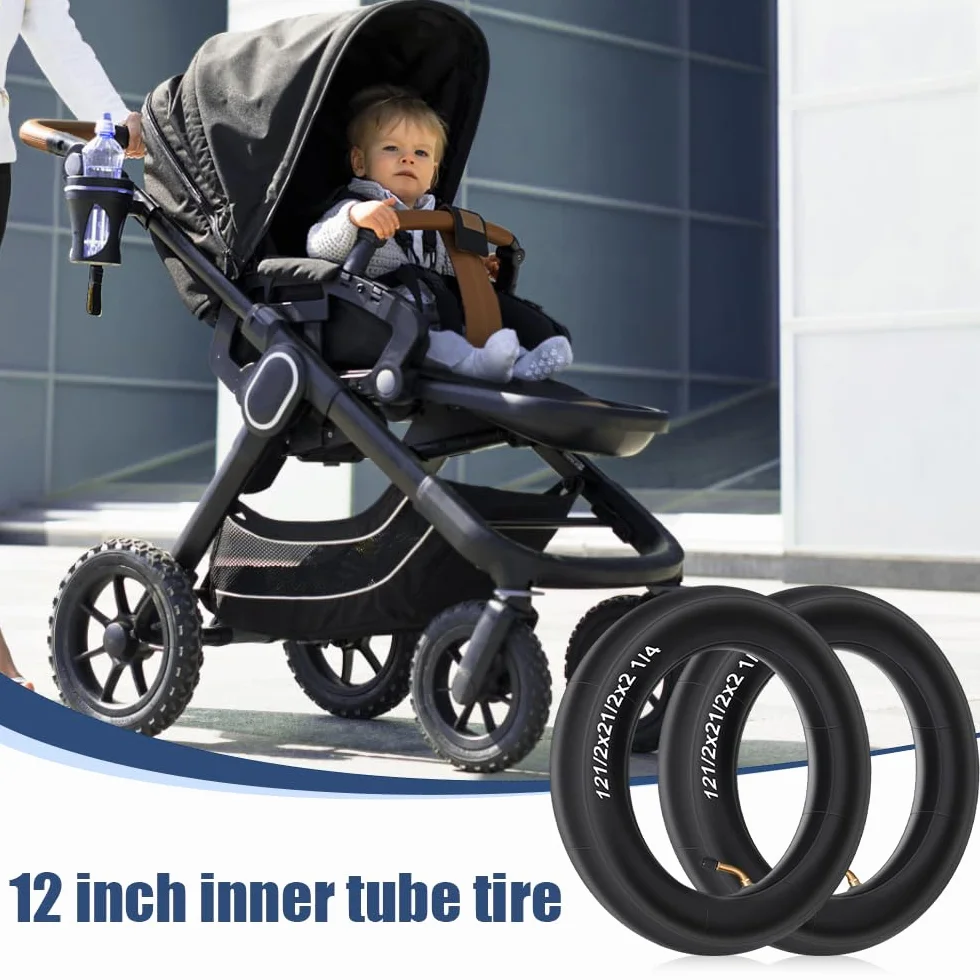 mizikuu 2 PCS Camera d'aria 12 1/2"x 2 1/4", Doppio Spessore Tubi per Passeggino con Valvola A ngolare 45°con 2 Stick per Supporto per Bambini Bicicletta Pneumatici
