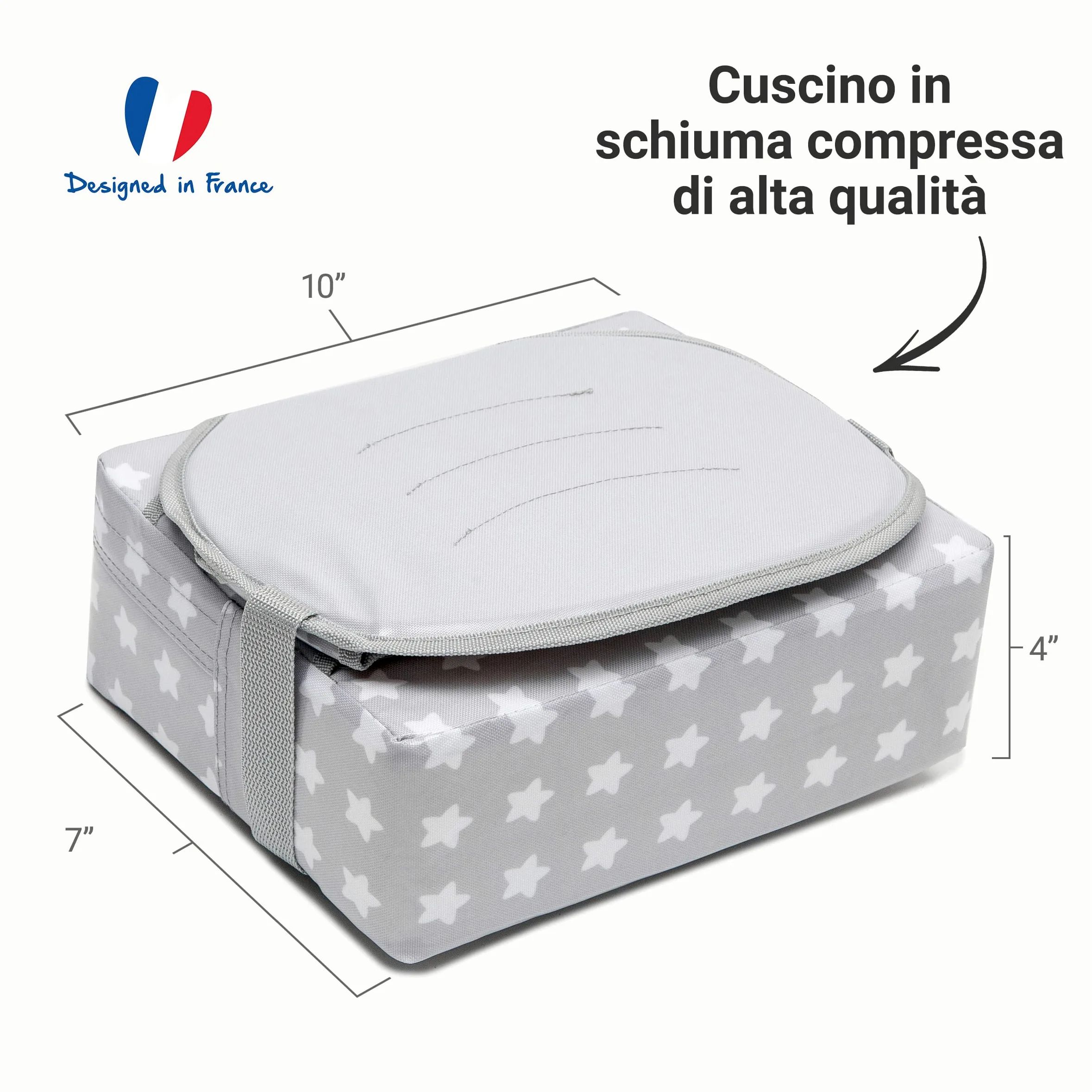 Baby-To-Love Easy Up, seggiolone per neonati, sollevatore per seggiolone, sollevatore Nomade Baby (White Stars)