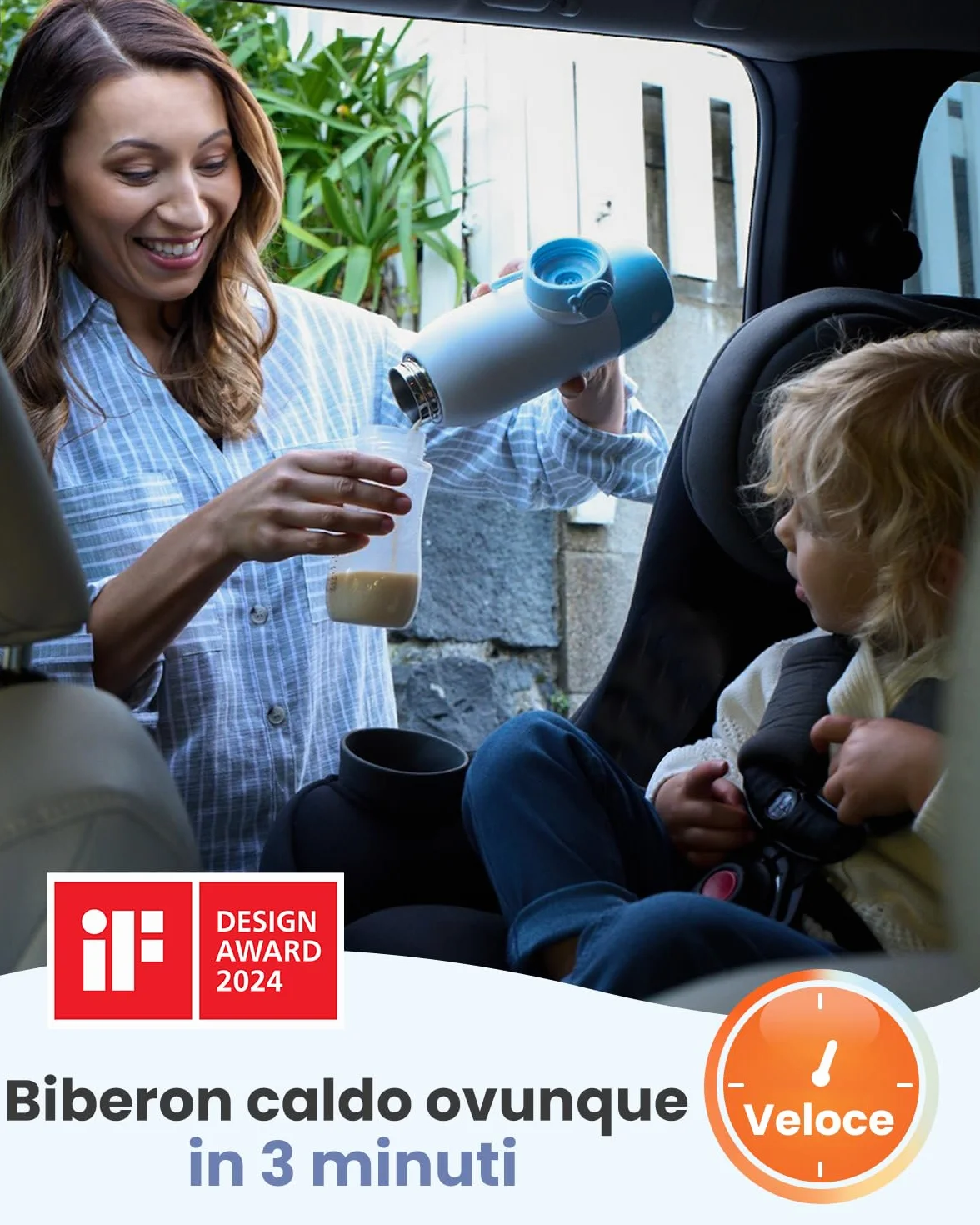 GROWNSY Scaldabiberon Portatile da Viaggio Scalda Biberon Elettrico Senza Fili con Riscaldamento Rapido per Latte Materno e Formula Batteria 10000mAh Capacità 600mL e Controllo della Temperatura