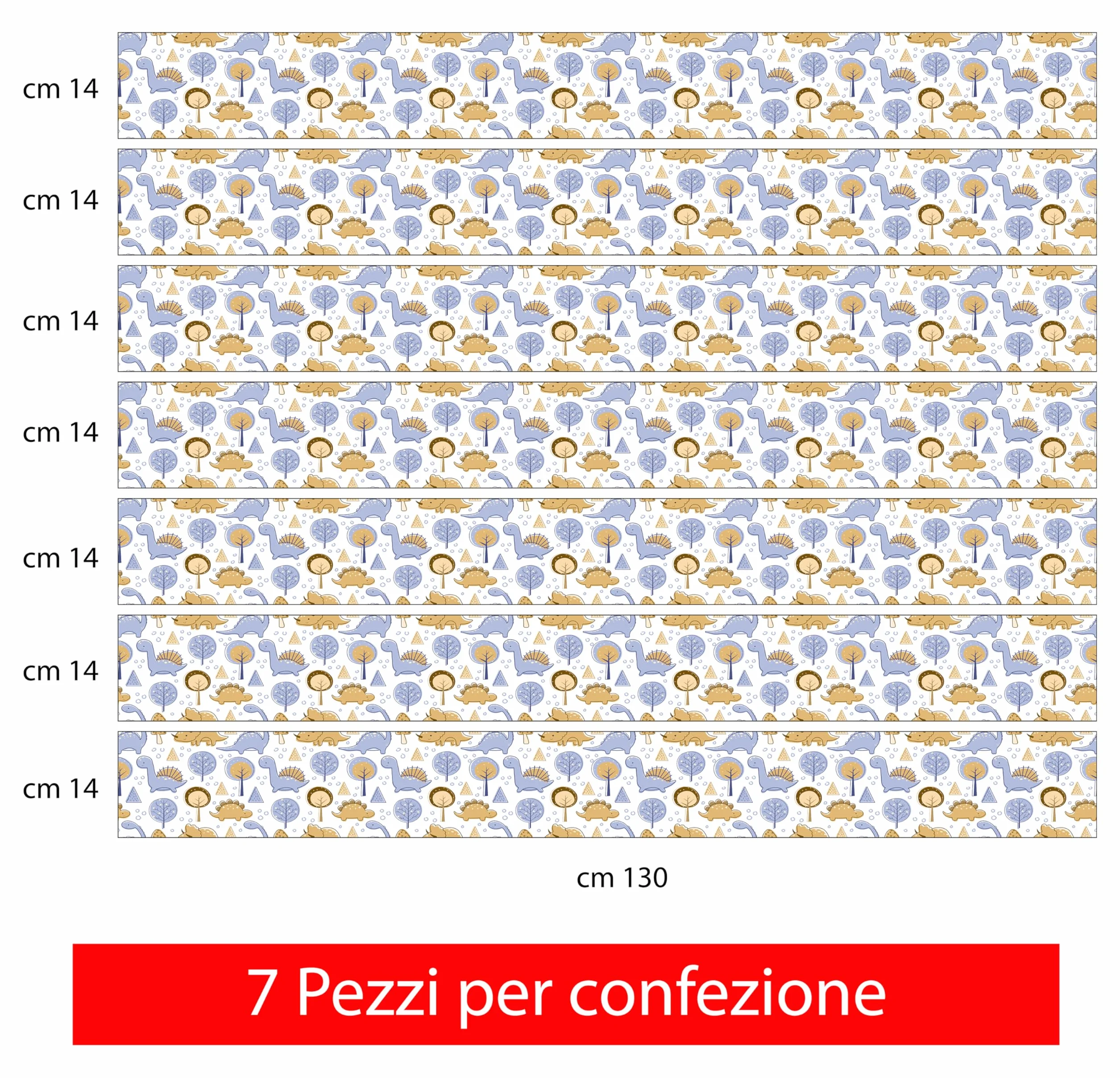 Bordo murale "Dinosauri" Greca decorativa per pareti cameretta bambini, adesivo riposizionabile e lavabile, facile applicazione e rimozione. Scopri la collezione