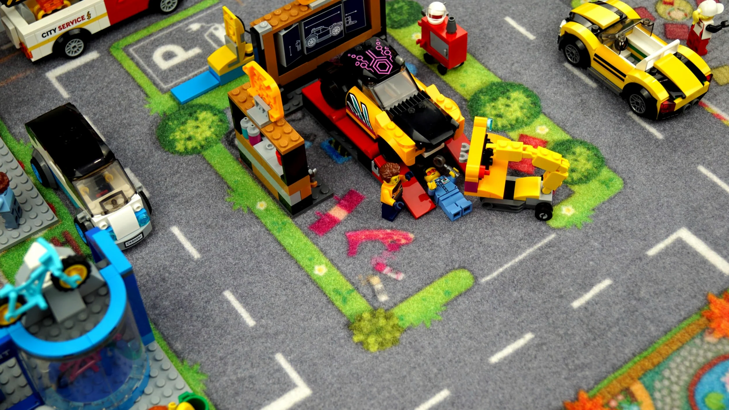 HuggyPlay tappeto da gioco city città tappeto per bambini 90 x 150 cm