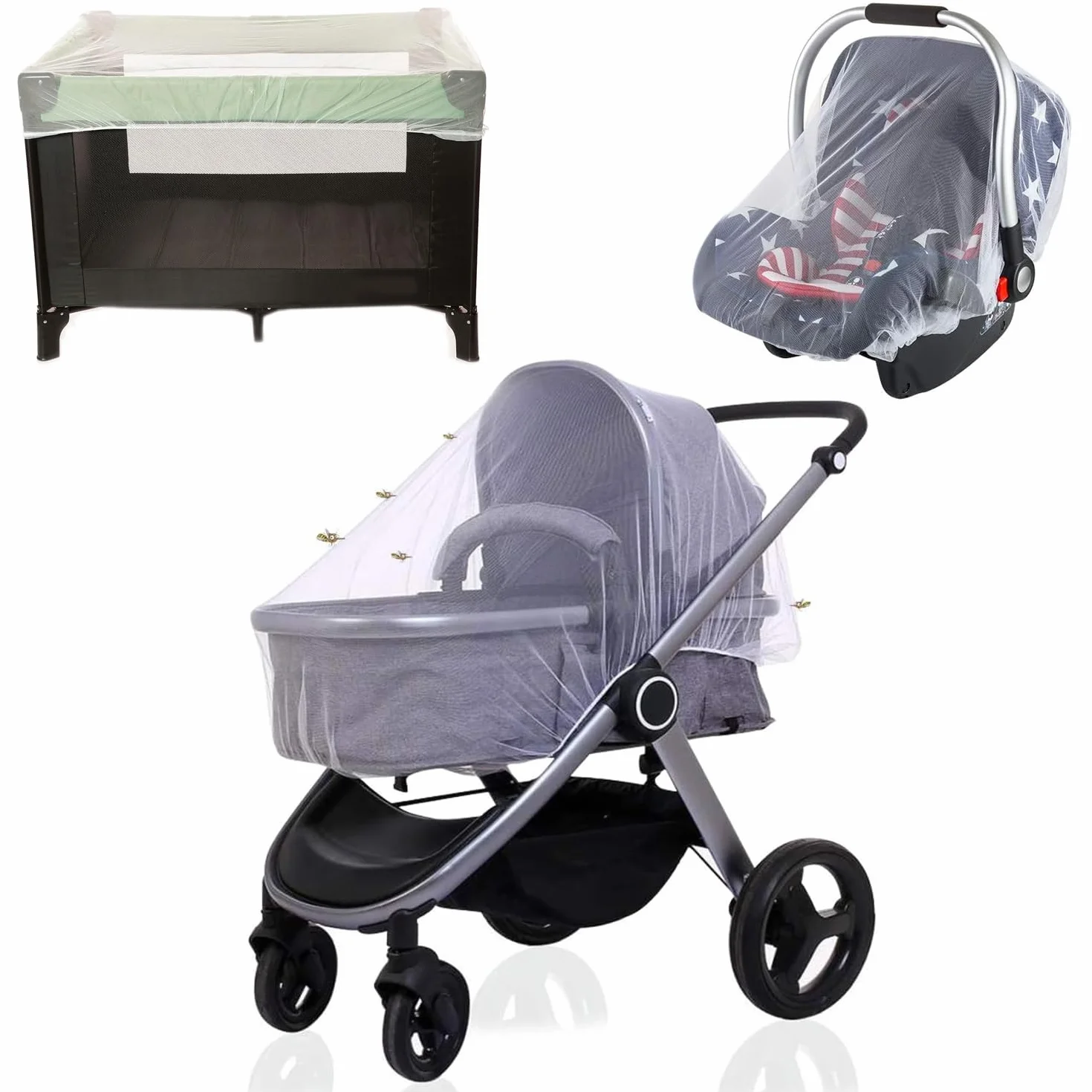 Zanzariera Universale per Passeggino, Zanzariera per Culla, Zanzariere Carrozzina per Neonati, Zanzariera per Carrozzina, Accessori Per Passeggino, per Proteggendolo Il Bambino da Insetti (Bianco)