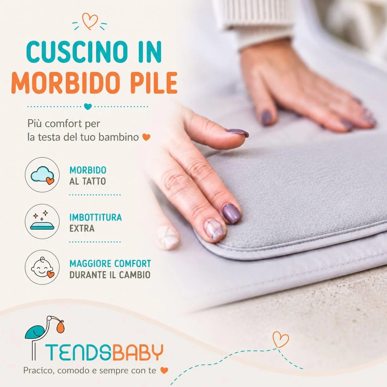 TENDS Fasciatoio Portatile Neonato - Fasciatoio Pieghevole e Impermeabile per Viaggio como Neonato Accessori Utili - Regalo Nascita Perfetto per Bimbo e Bimba - Fasciatoio neonato portatile