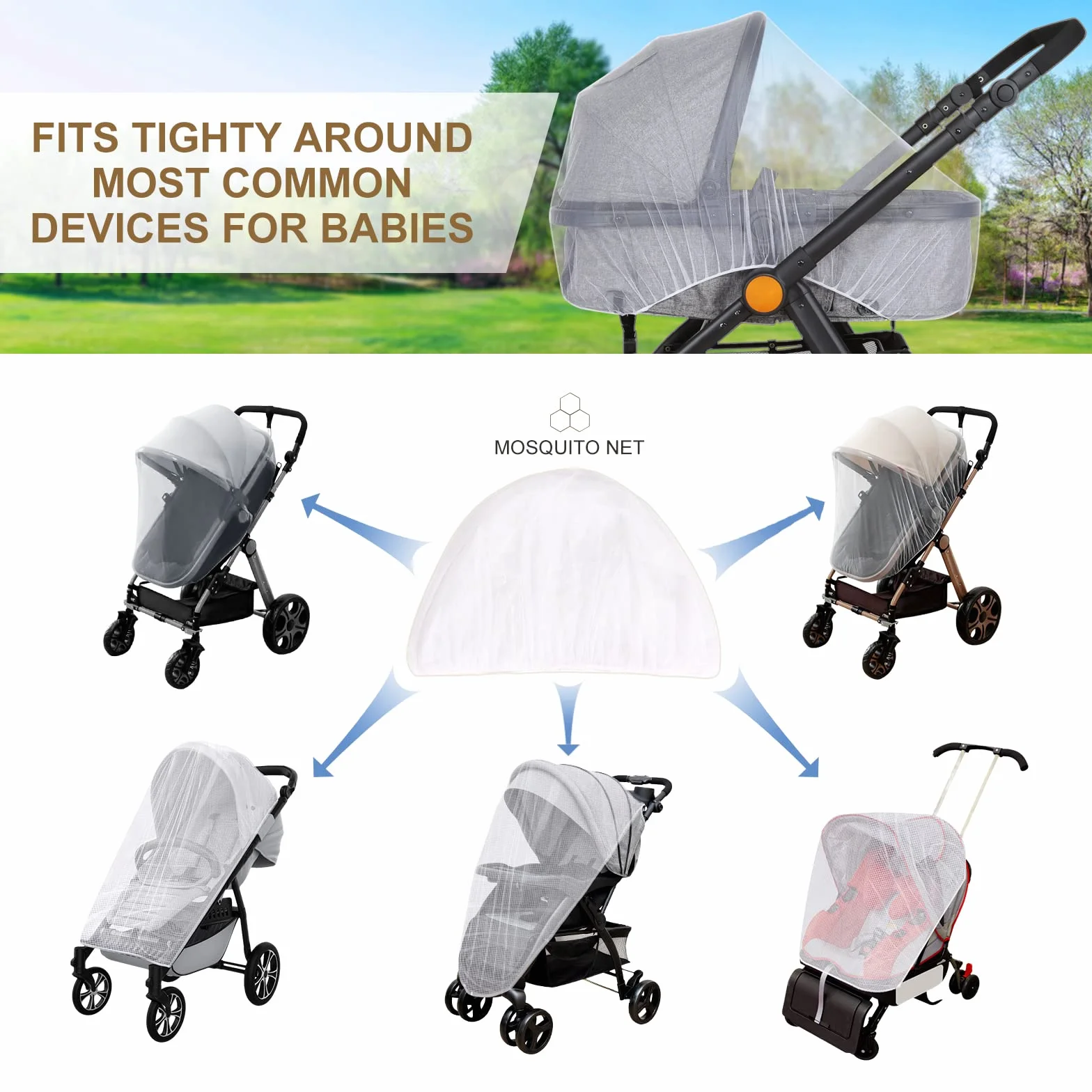 LEMESO Zanzariera Passeggino Universale per Carrozzina, Seggiolino Auto, Letto Ombrello, Protezione Insetti per Neonati, Bambini