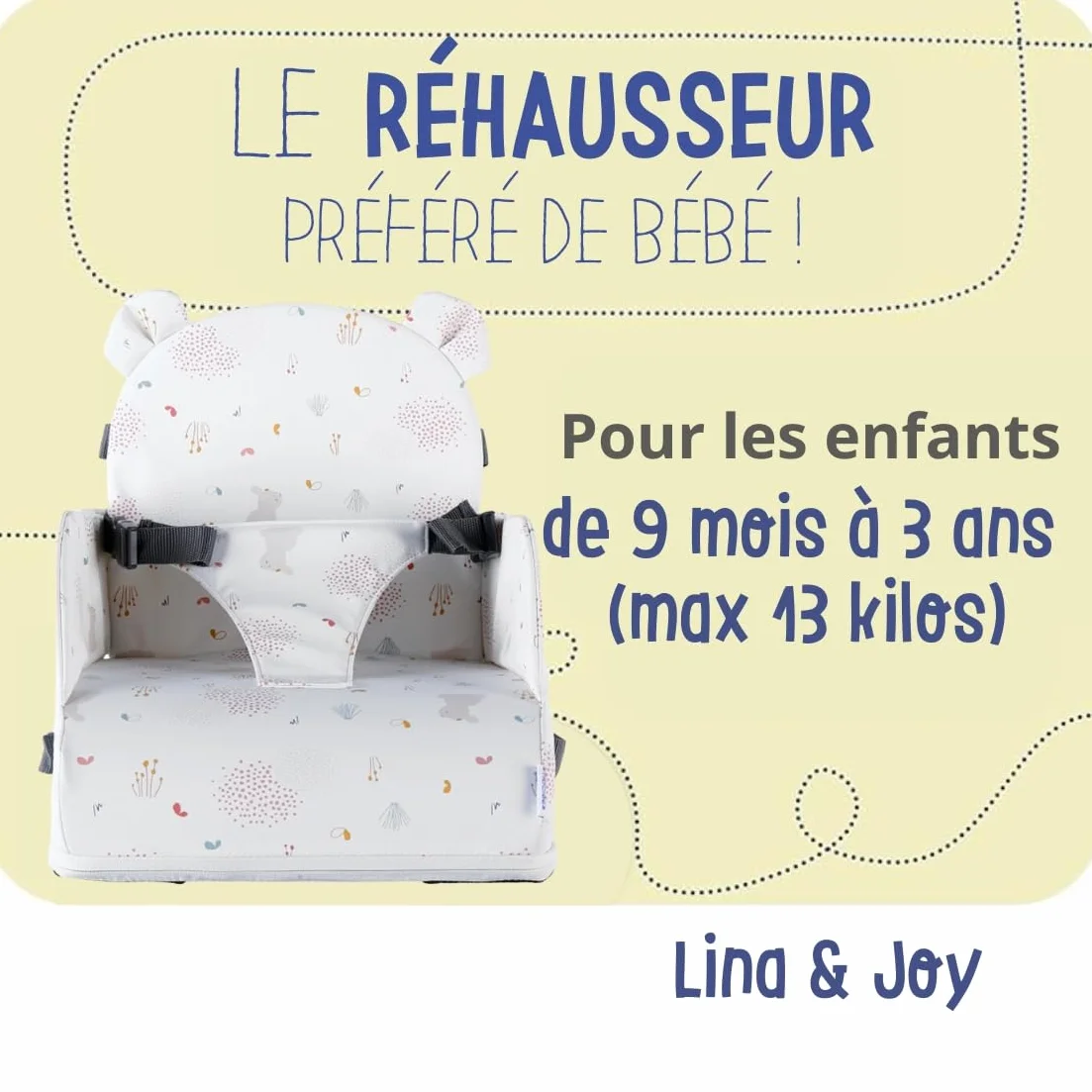 NOUKIE'S - Rialzo Rosa Bianco Bambino da 9 mesi a 3 anni Sedia per Bambini con Schienale e Cuscino- Leggero, Pieghevole e Nomade - Imbracatura, Sicurezza - Impermeabile, sfoderabile e lavabile - Max