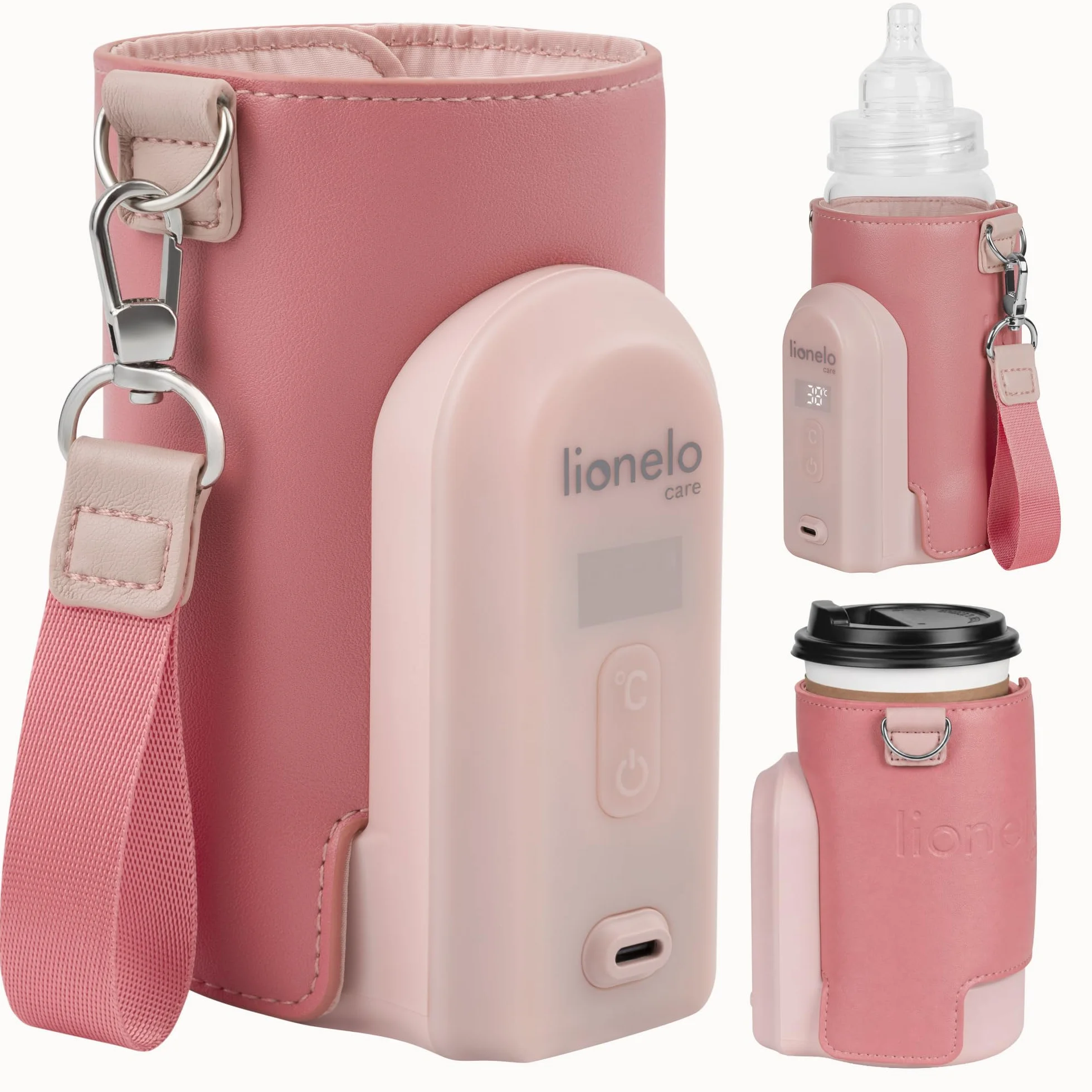 LIONELO Thermup Go Evo Scaldalatte Portatile per biberon per Neonati, Mantiene Liquidi caldi, 5 Temperature operative da 38 a 50°C Ricarica USB-C, Fino a 9 Ore di Funzionamento