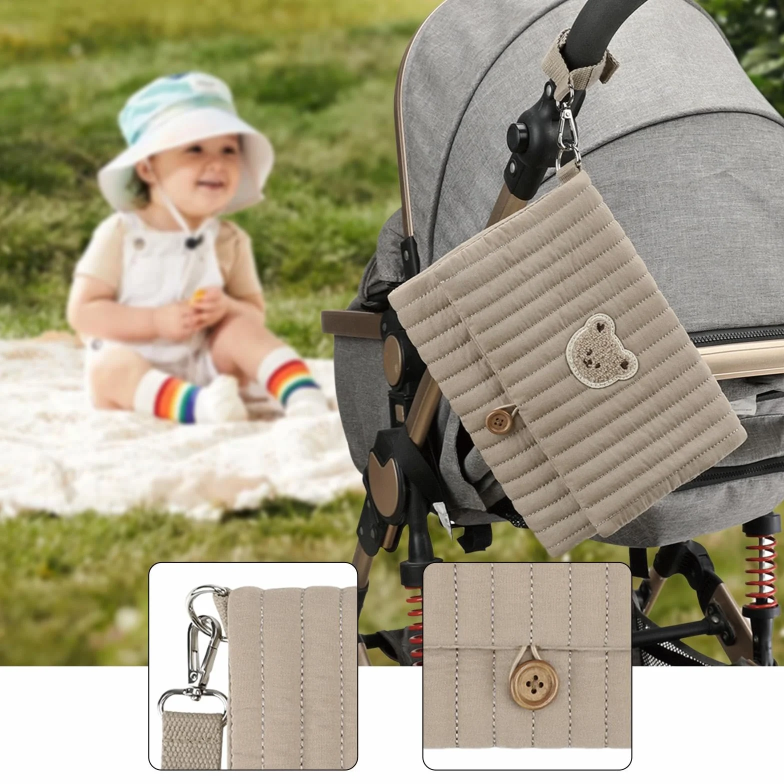 MagiDeal Borsa Porta Pannolini in Tessuto per Neonati, Organizer per Pannolini, Multifunzionale per Neonati, per Esterni, Visite, Asilo Nido e, Marrone