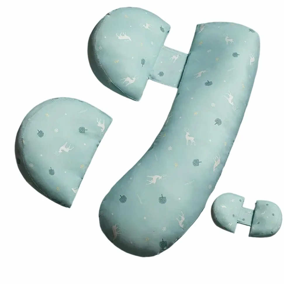 DYRBF, Cuscino per gravidanza a forma di U, per chi dorme di lato, a forma di H, con fodera in cotone, lavabile in lavatrice, supporto per pancia per donne incinte, rosa, bianco, verde, grigio
