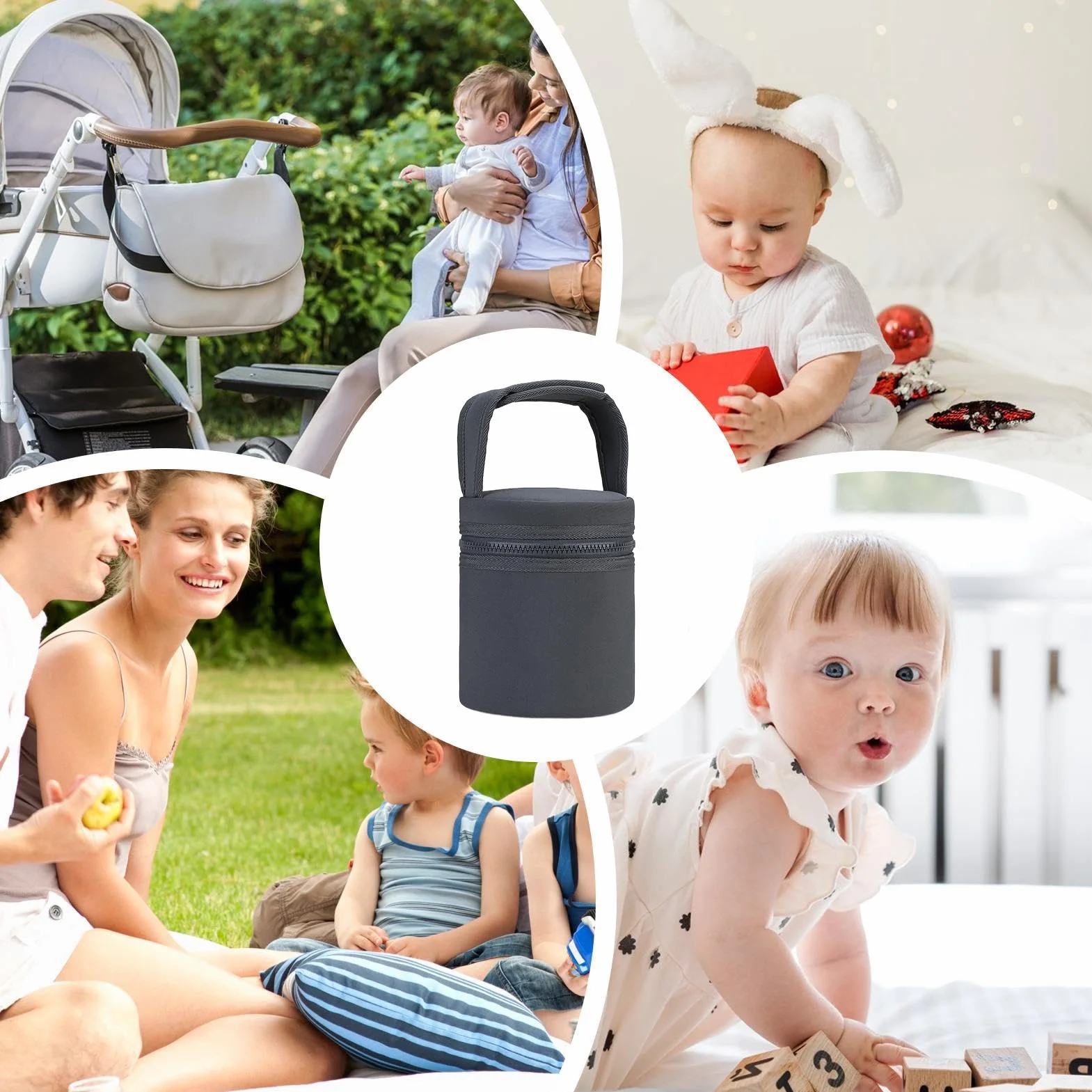 Borsa termica per latte materno, borsa per biberon, refrigeratore per latte materno con tracolla staccabile, portatile, 12 x 15 cm, adatta per 2 bottiglie grandi da 226,8 g, per mamme che allattano e