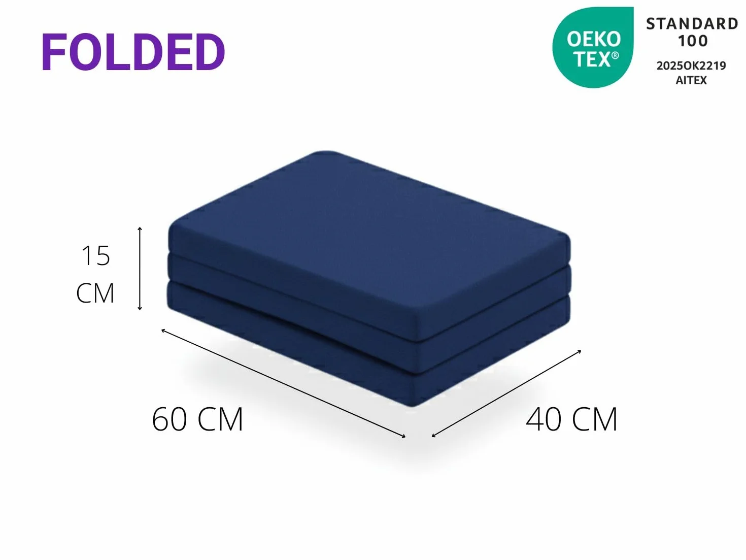 DREAMDI Materasso per lettino da viaggio 120 x 60 cm - Pieghevole in 3 pezzi - Nucleo in schiuma HR 5 cm - Traspirante e Antibatterico Blu