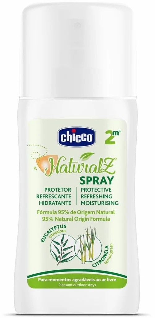 Chicco NaturalZ - Spray protettivo per bambini, 100 ml, protezione naturale durante l'estate, con citronella ed eucalipto, protezione diurna e notturna