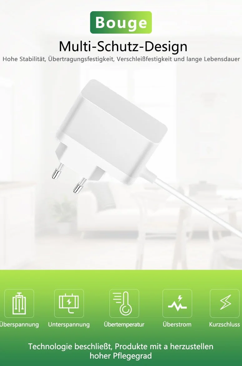 Cavo di ricarica per GHB Babyphone, Bouge 5 V, compatibile con GHB Video Baby Monitor VB603, cavo di ricambio mini USB (bianco)