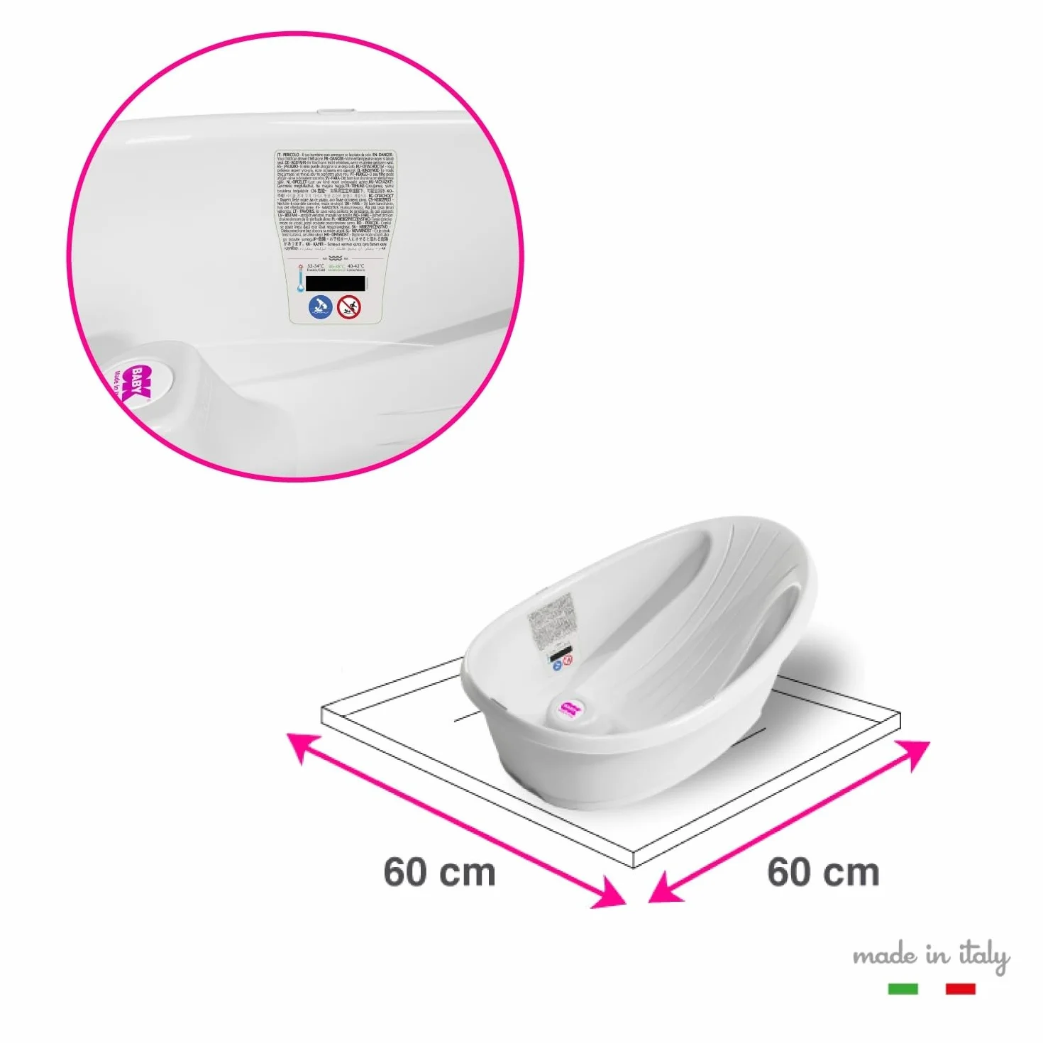OKBABY Onda Baby - Vaschetta Compatta per il Bagnetto del Neonato 0-12 Mesi - Azzurro