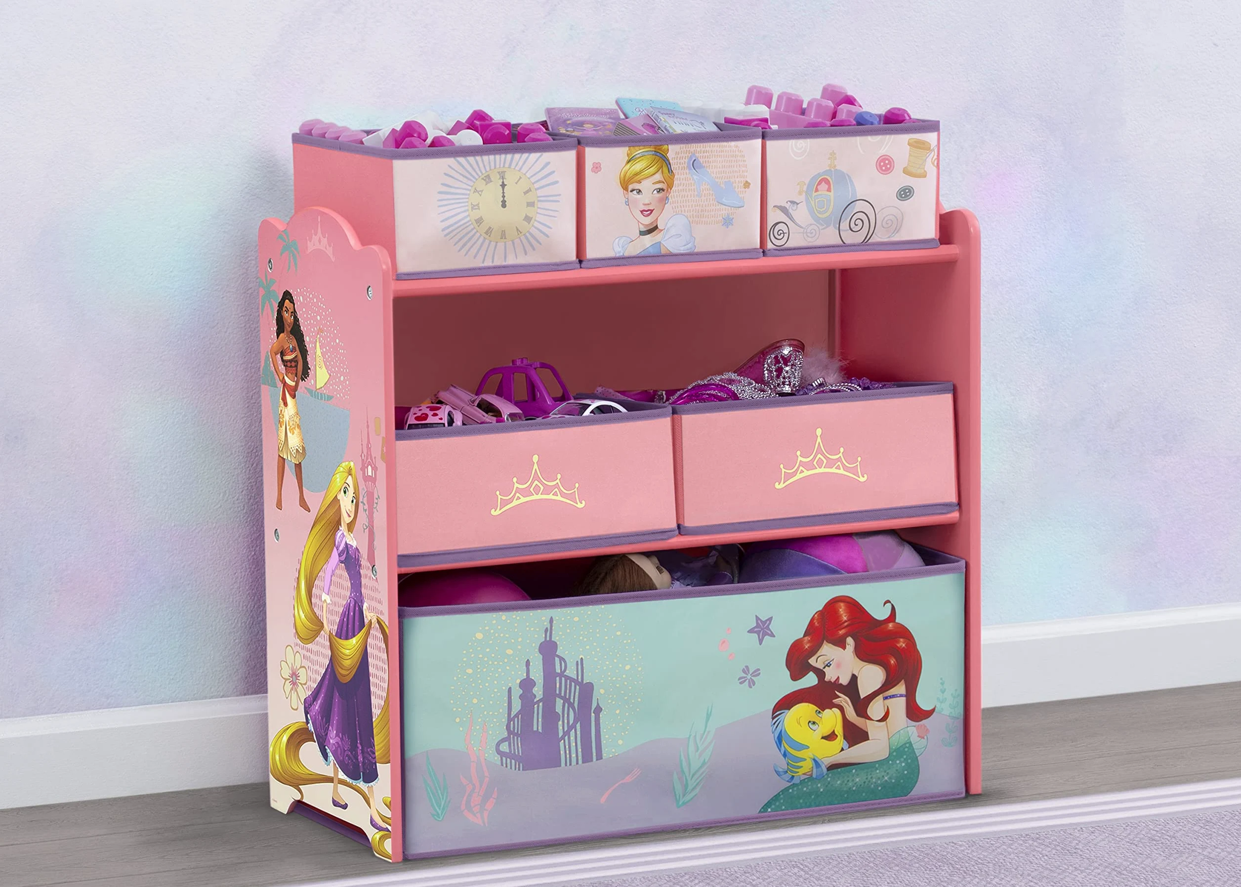 Delta Children Design & Store - Organizer per giocattoli con 6 pattumiere, motivo: Principesse Disney