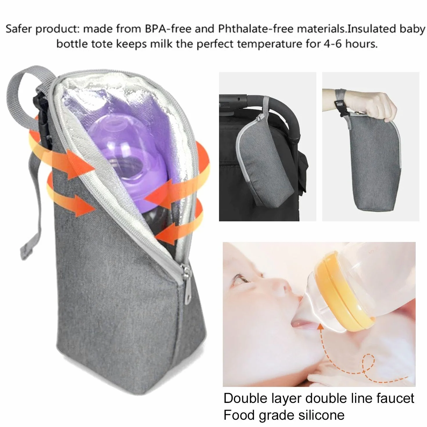 Borse Per Bottiglie Da 2 Pezzi E Ciucci Da 2 Pezzi, Borsa Per Bottiglie Isolata, Borsa Per Bottiglie Portatile, Adatta Per Viaggi E Uso Esterno