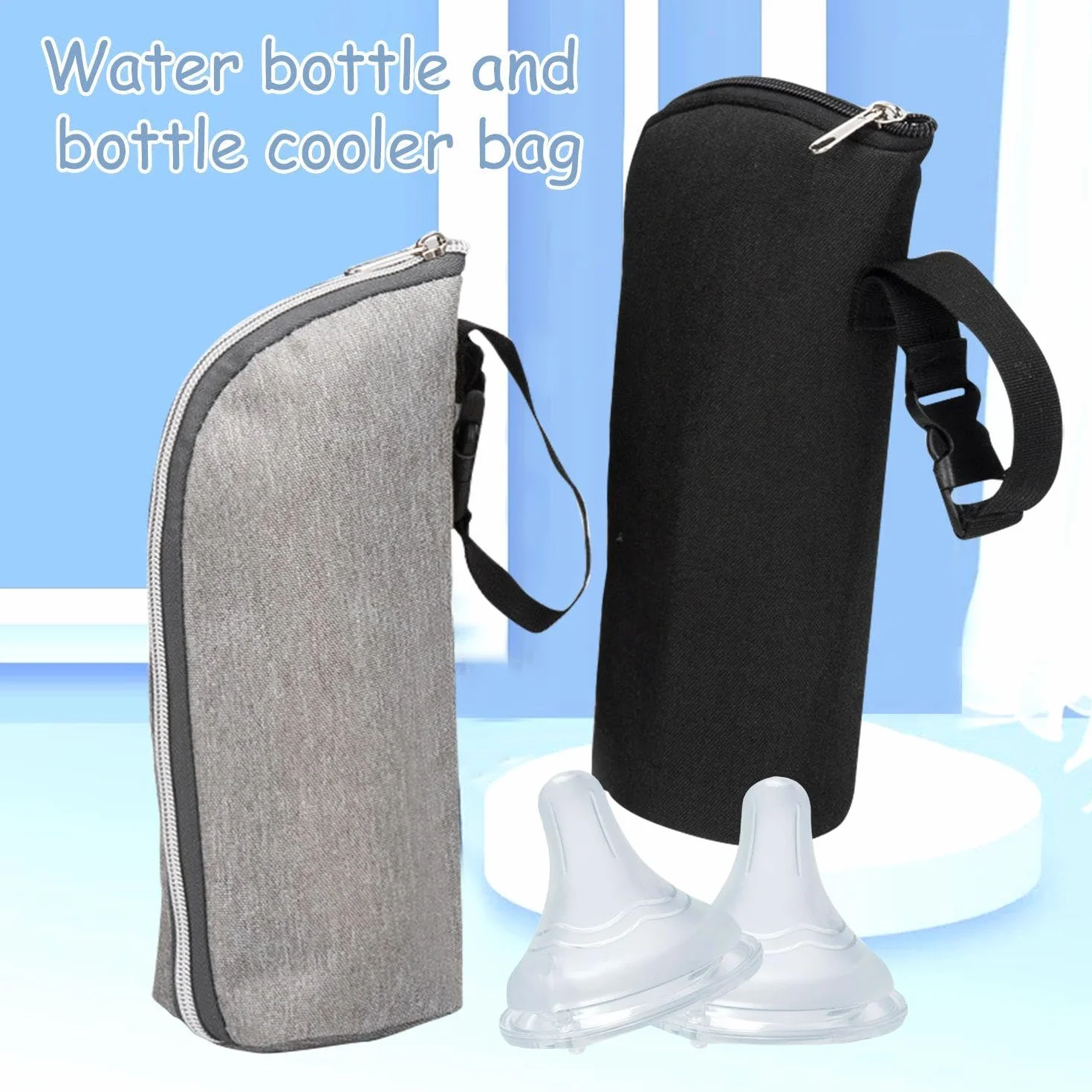 Borse Per Bottiglie Da 2 Pezzi E Ciucci Da 2 Pezzi, Borsa Per Bottiglie Isolata, Borsa Per Bottiglie Portatile, Adatta Per Viaggi E Uso Esterno