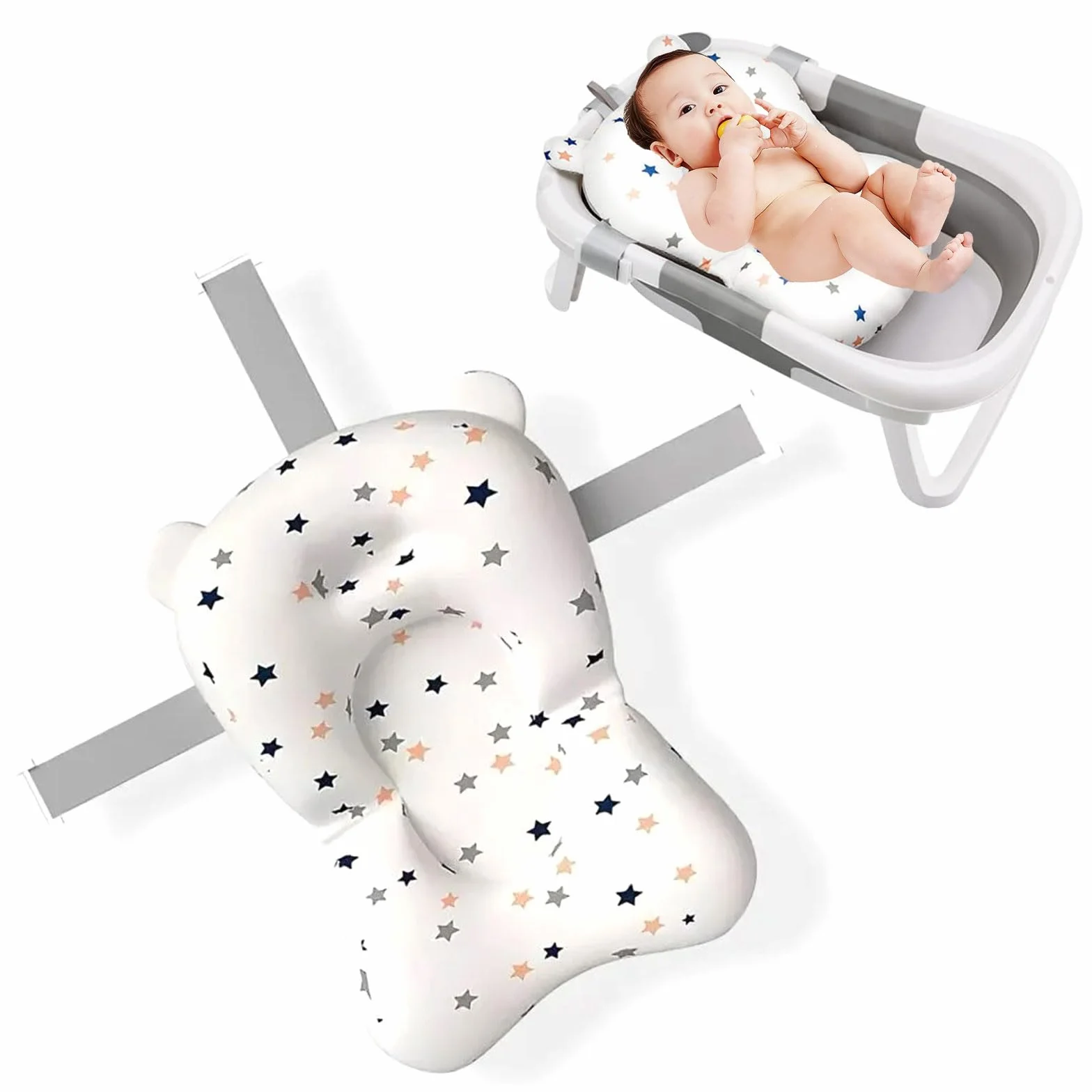 Riduttore Vaschetta Bagnetto Neonato, Cuscino Bagnetto Neonato, Riduttore Bagnetto Neonato, Tappetino da Bagno per Neonati, Galleggiante Tappetino da Bagno Per Bambini, per Bambino 0-3 anni