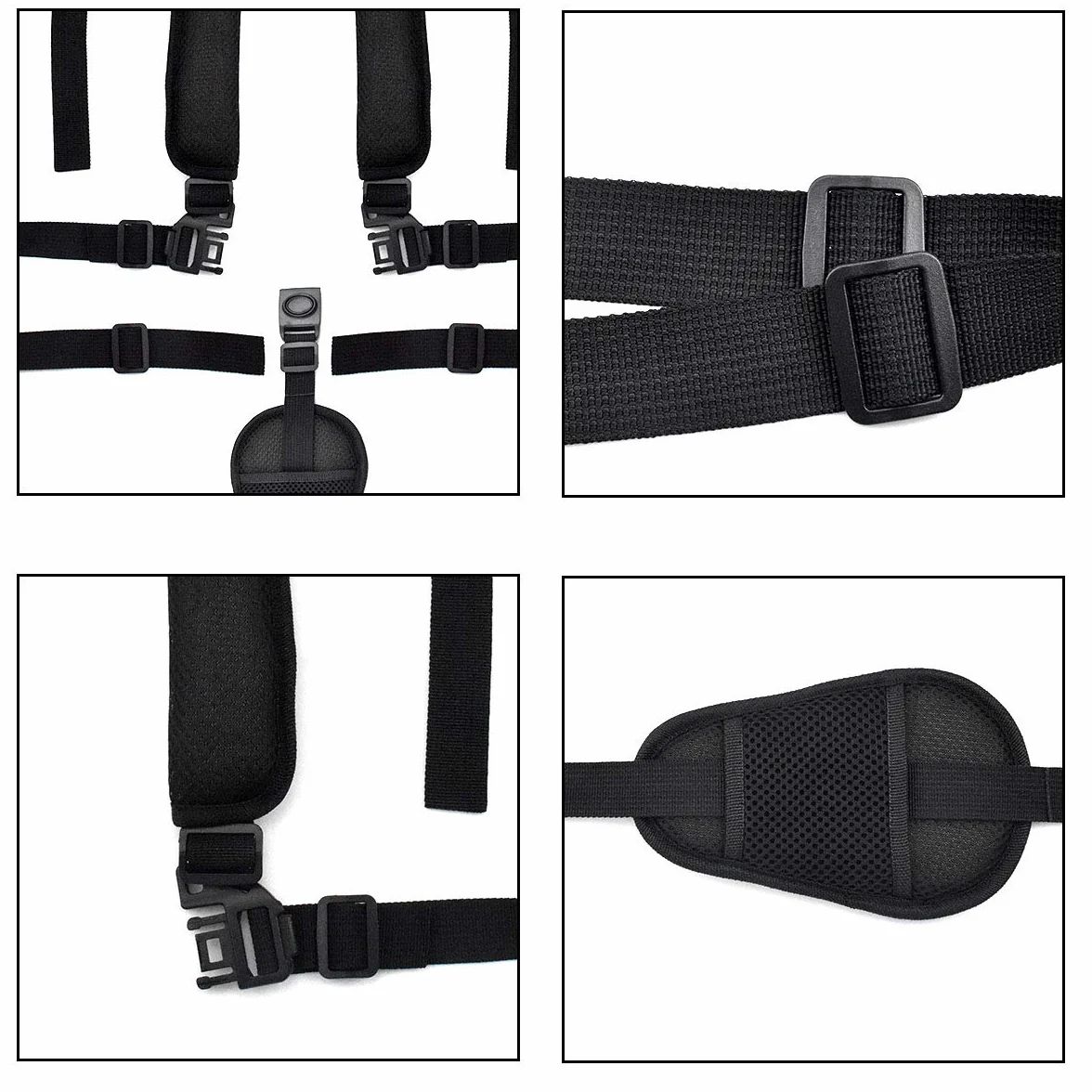 Cinture Universali per Seggiolone,Cintura di Sicurezza a 5 Punti Regolabile,Cinture Passeggino,con Spalline e Protezioni,per Seggiolone, Passeggino e Seggiolino per Bambini,Nero