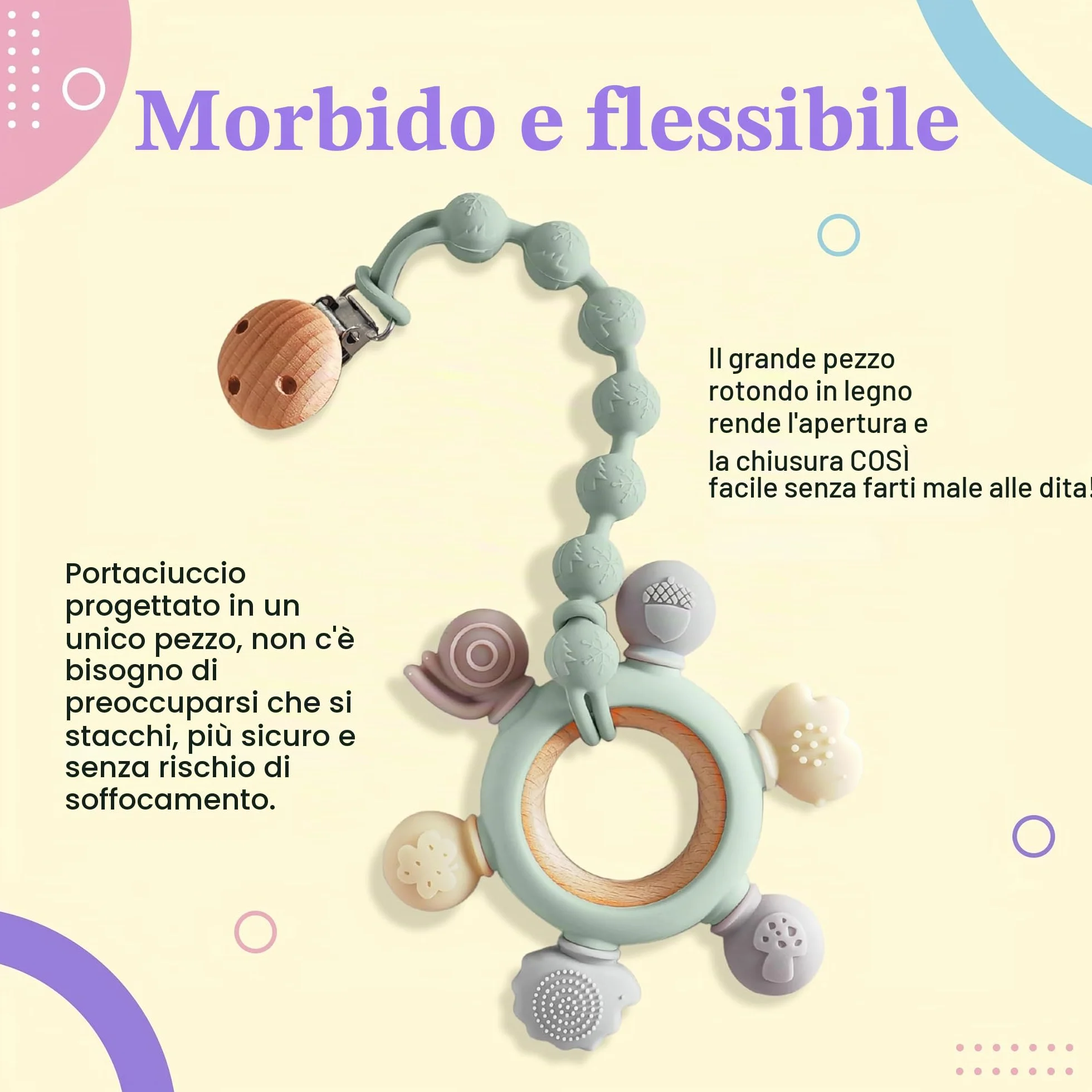 Catenella Portaciuccio - Porta Ciuccio: Set 2 PCS Con Catenella Ciuccio, Portaciuccio Mam Clip per Tenere Pulito Il Ciuccio Del Tuo Bambino