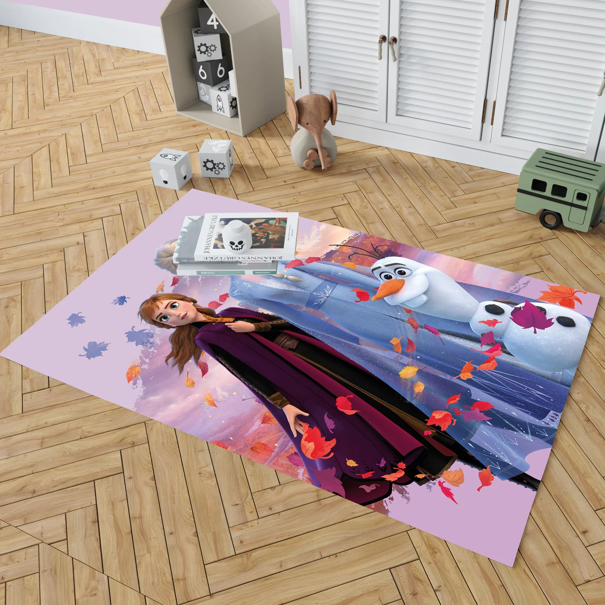 Disney Frozen 2Tappeto da camera Dreamteam 100 cm x 133 cm, antiscivolo, antirumore, tappeto da gioco, tappetino da gioco, personaggi Anna Elsa Olaf Sven Kristoff