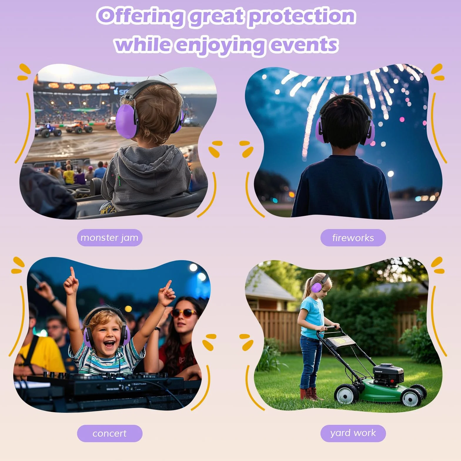 ProCase Cuffie Antirumore Bambini 1 Pezzi, NRR 21 dB Cuffie Comode Pieghevoli Regolabili per Proteggi I Tuoi Bambini dai Rumori Forti Fuoco D'artificio Concerto Aereo Dormire -Viola
