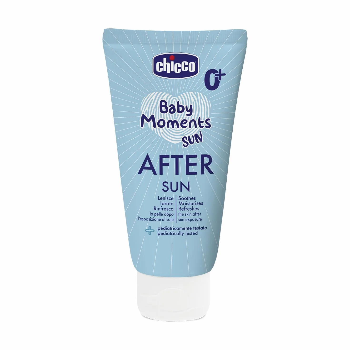 Chicco Latte Doposole, Lenisce la Pelle del Bambino Dopo l'Esposizione al Sole, Idrata la Pelle Arrossata, Texture Leggera, Offre Sollievo Immediato, Effetto Rinfrescante, 150 ml
