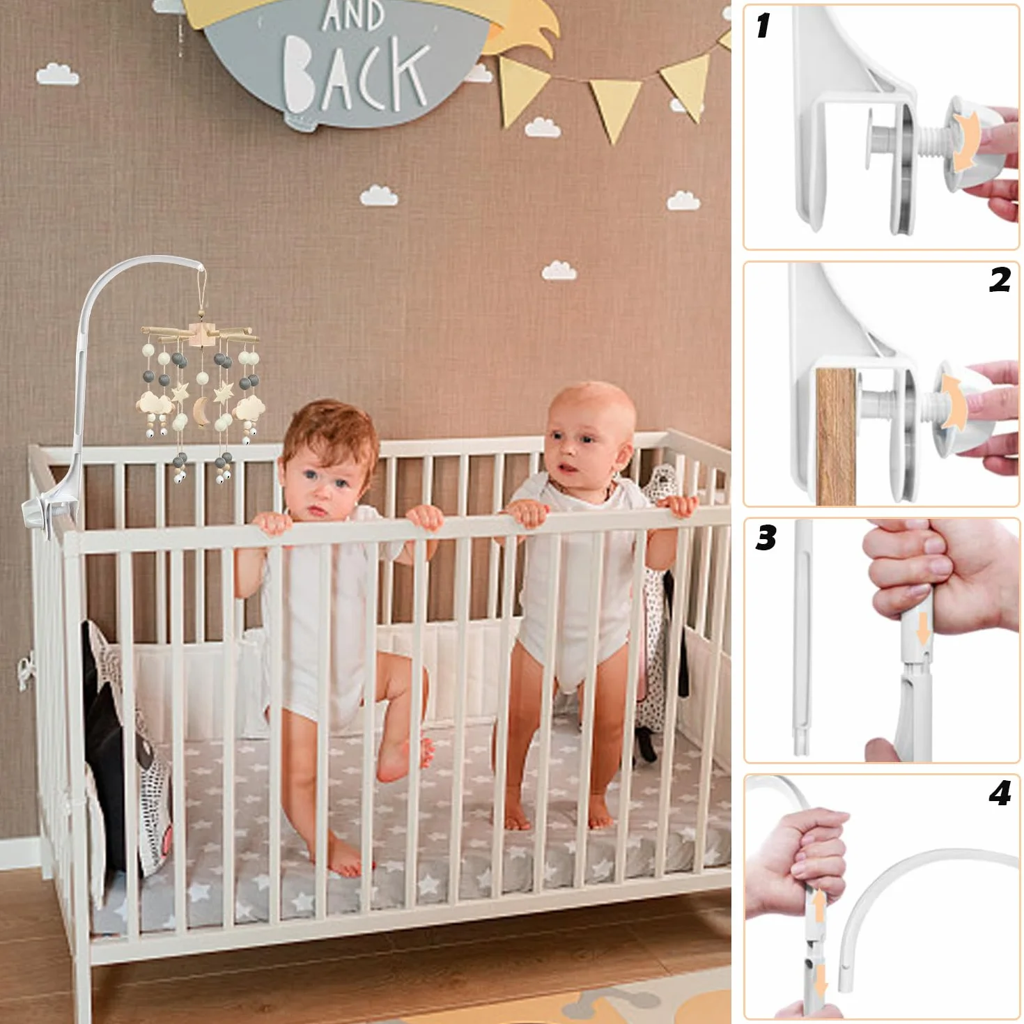 Baby Mobile Holder Supporto Giostrina Supporto Mobile per Bambini a Braccio Supporto Regolabili per Giostrina per Appendere il Giocattolo del Lettino(Carillon e Giocattoli Non Inclusi)