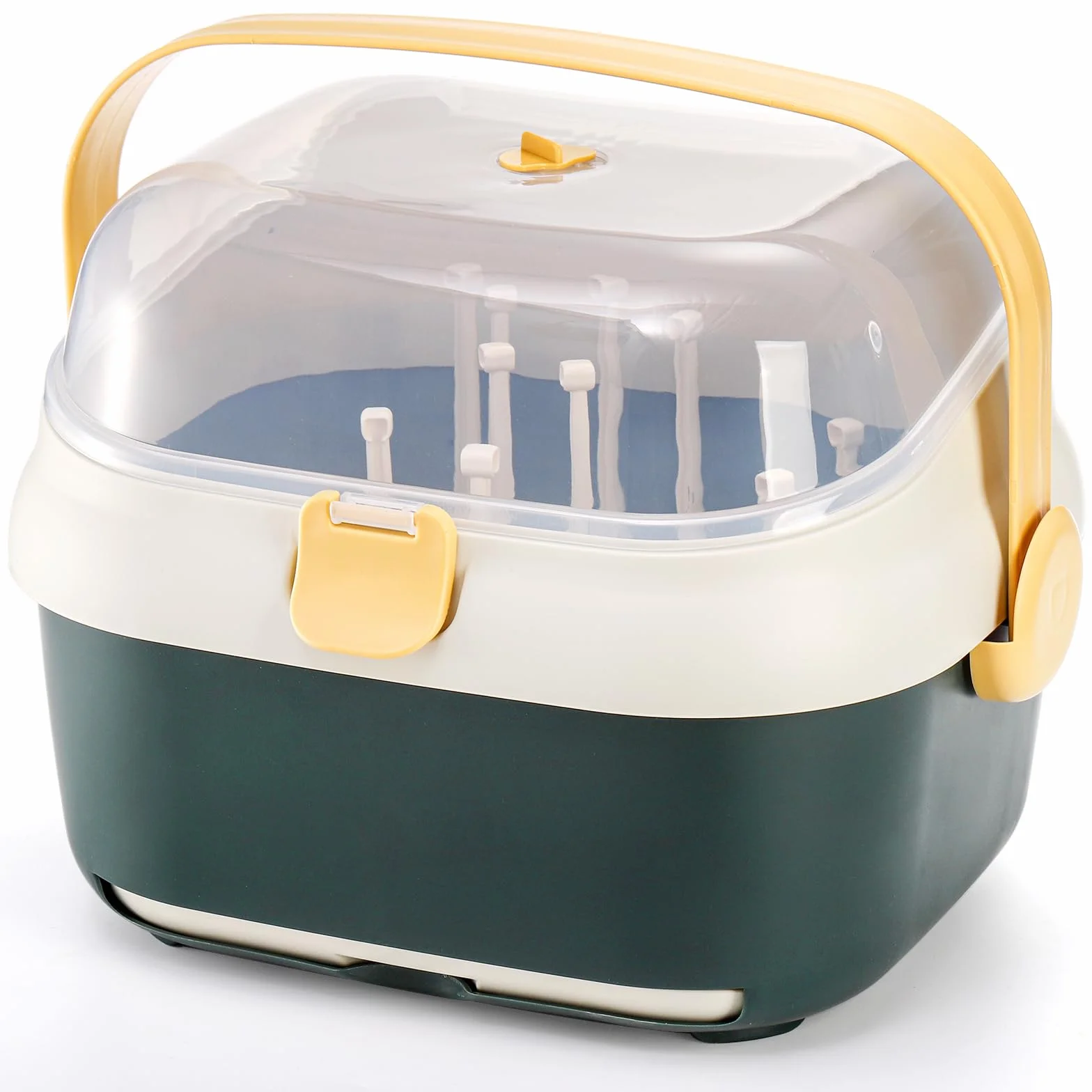 Kingrol Scolapiatti per biberon con coperchio per casa, cucina, viaggi, grande capacità, organizer per biberon con fori di drenaggio per bottiglie, tettarelle, tazze, pompa parti e accessori