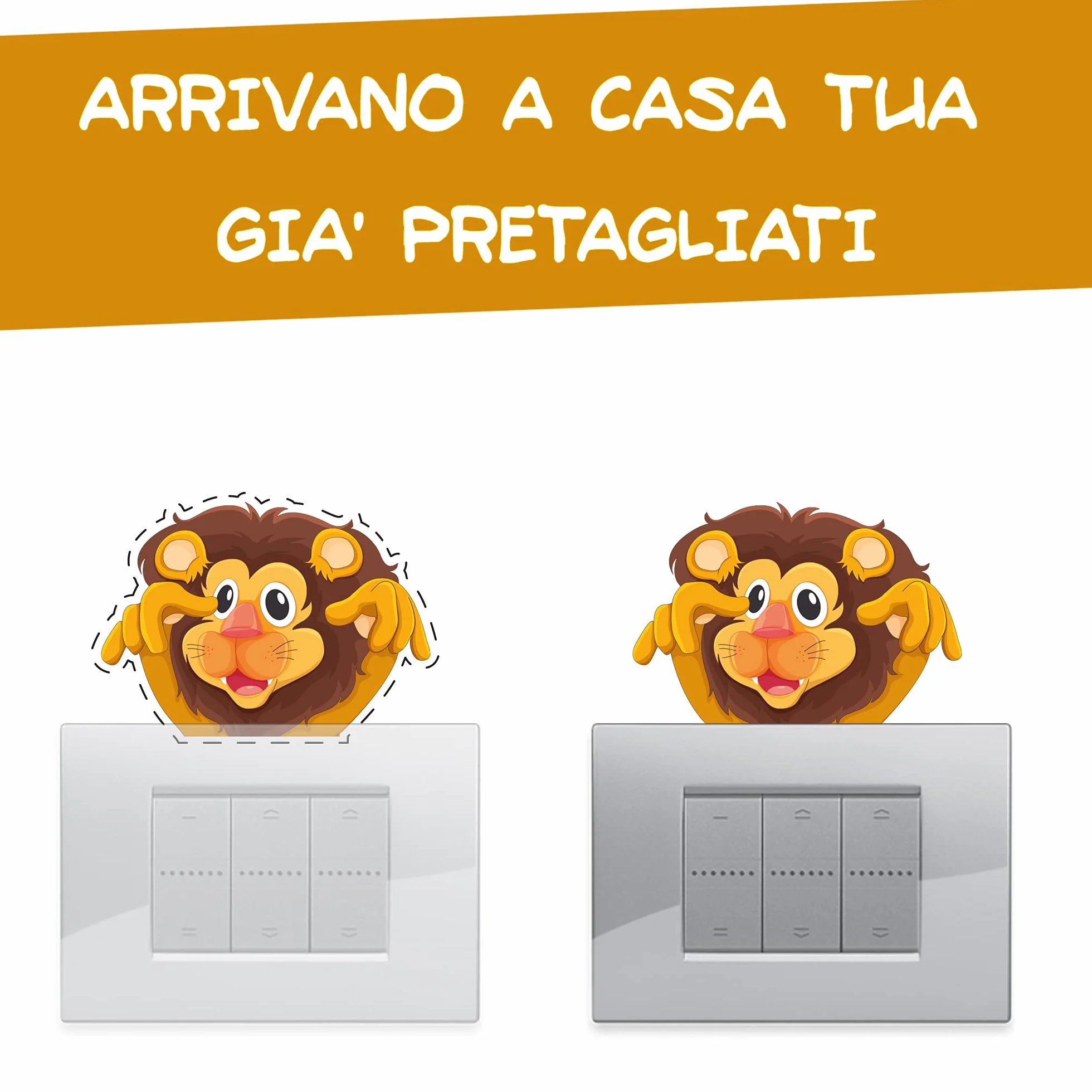 Bizarre Creations | Adesivi Animaletti per Decorazione Interruttori Luce, Adesivi per Interruttori, Bambini, Adesivi Simpatici Animaletti Savana Elefantino Leone Cameretta (10 Pezzi)