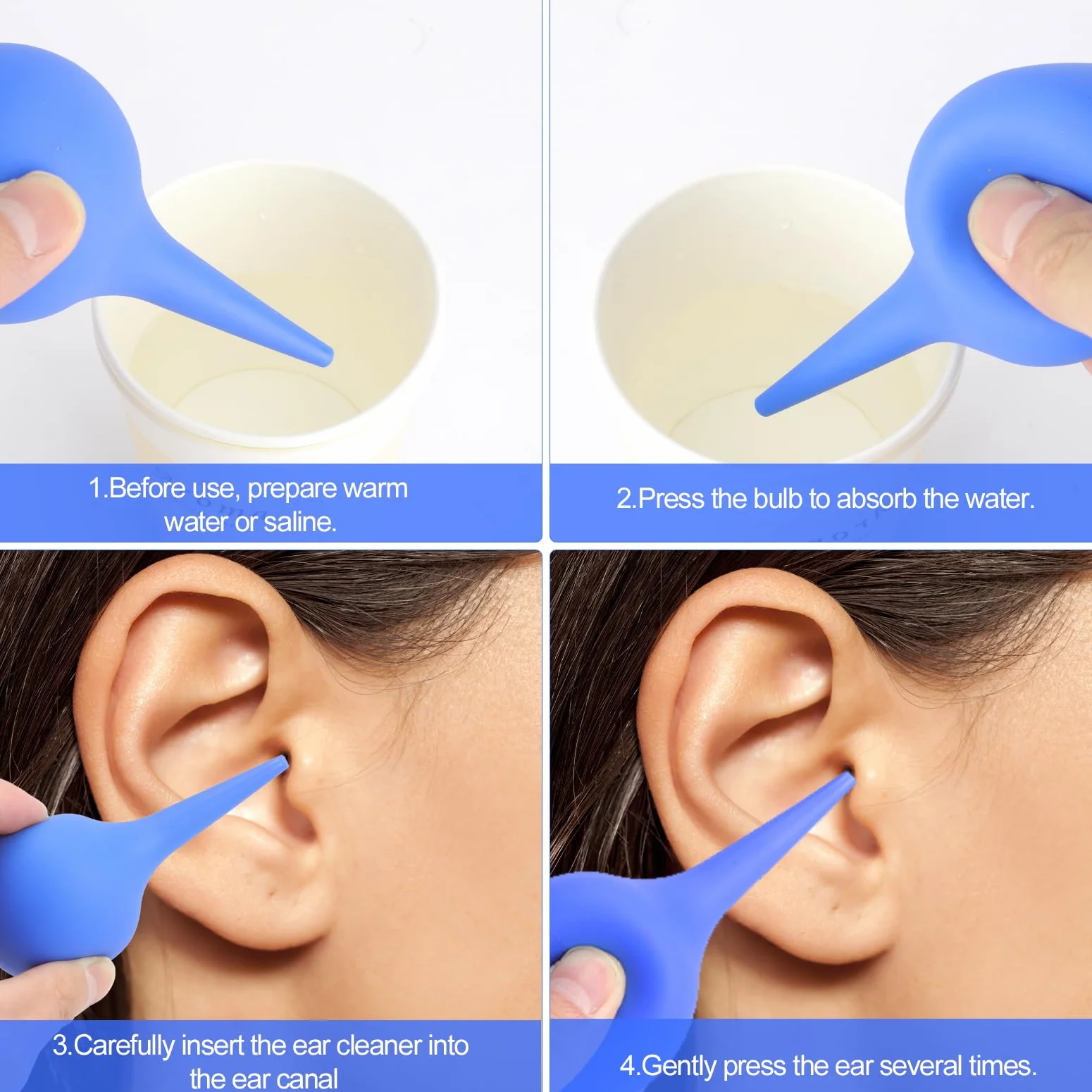 3PCS Pulisci Orecchie, Kit Pulisci Orecchie da 90ml 60ml 30ml, Siringhe Auricolari Pulizia Orecchie Pulizia Delicata e Professionale Tramite Siringa Auricolare Sicura ed Efficace per Adulti Neonati