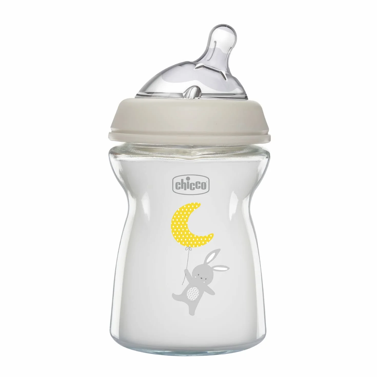 Chicco Natural Feeling Biberon Anticolica 0 Mesi + da 250 ml in vetro, Biberon con Tettarella in Silicone Morbida e Flessibile, Adatto per Allattamento Misto, flusso lento, Colore Neutro