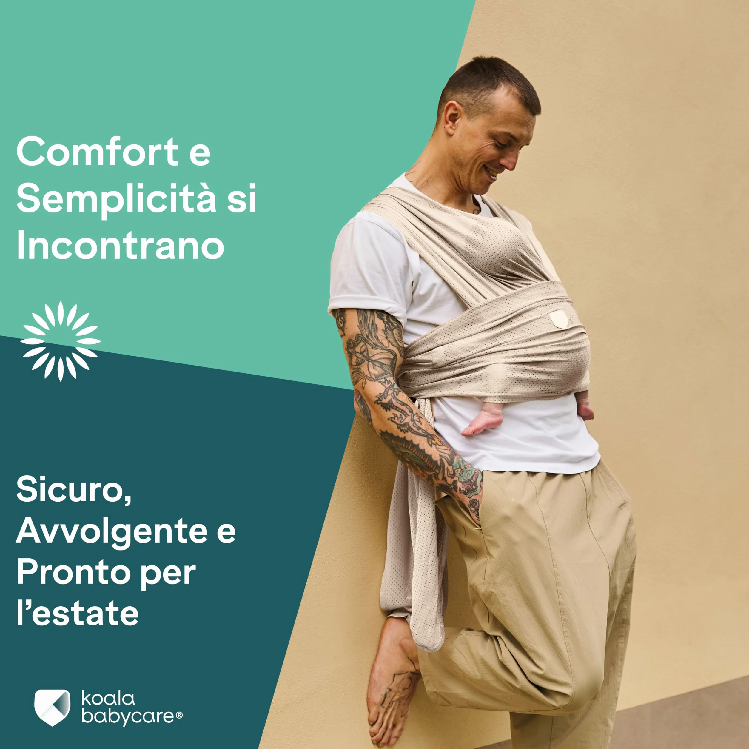 Koala Babycare Fascia Porta Bebè Estiva – Fascia Neonato Traspirante per Mare, Piscina, Doccia – Water Sling Leggera per Climi Caldi | Regolabile, Rapida Asciugatura, fino a 9 kg