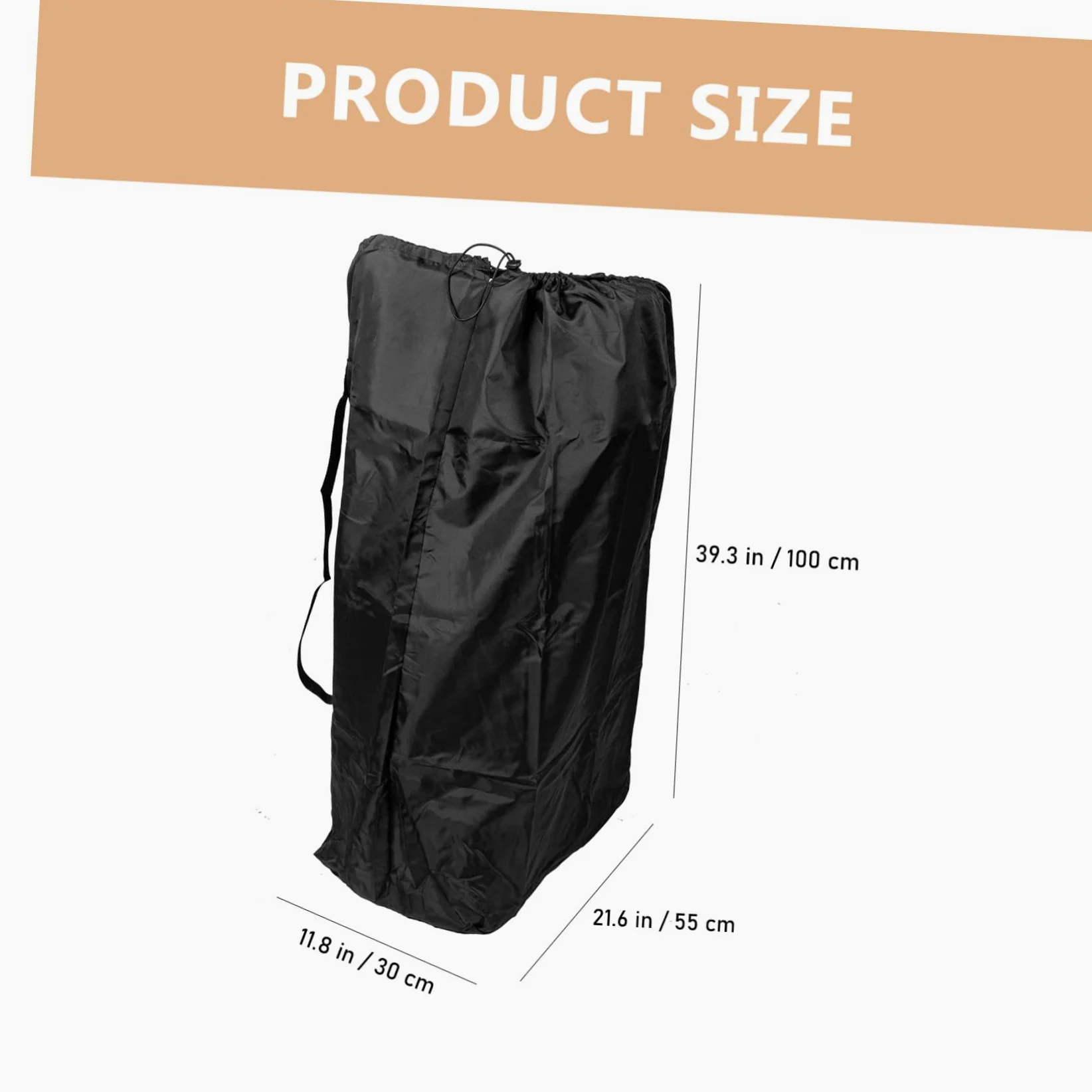 Borsa da Viaggio Chiusura a Coulisse Bloccabile in Nylon Nero per Passeggino e Cuciture Rinforzate Doppia Tracolla per Viaggi in Aereo e Lunghe Trasferte