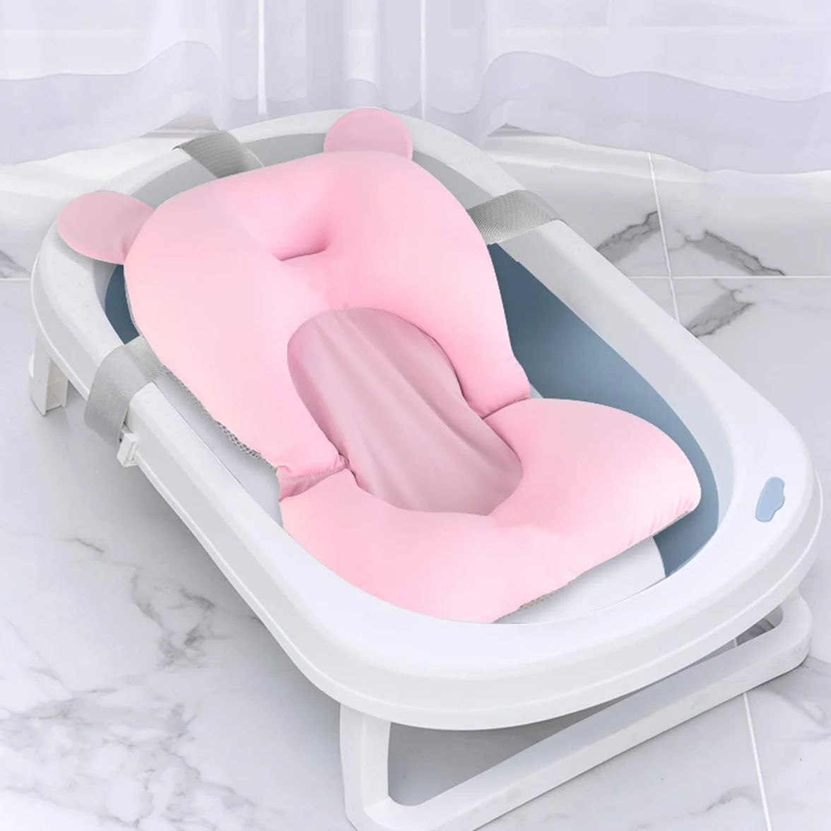 Josopa Imbottitura per Vasca da Bagno per Bambini e Neonati, Antisdrucciolo, Cuscino e Lettino Galleggiante per Baby Shower